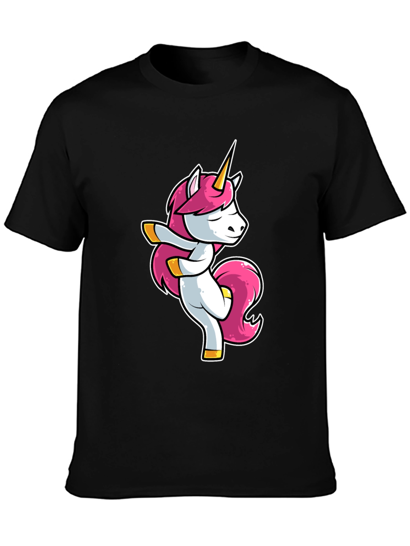 Dabbing Unicorn Graphic Tee - Black Cotton T-Shirt