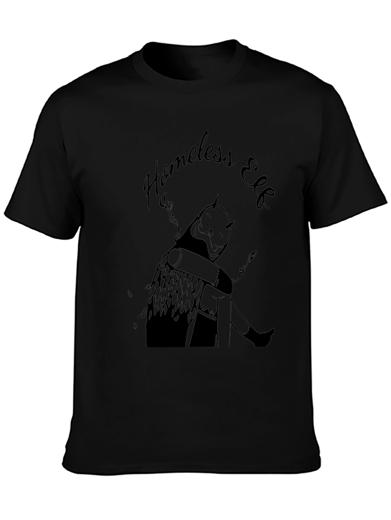 Homeless Elf Graphic T-Shirt - Black Unique Design