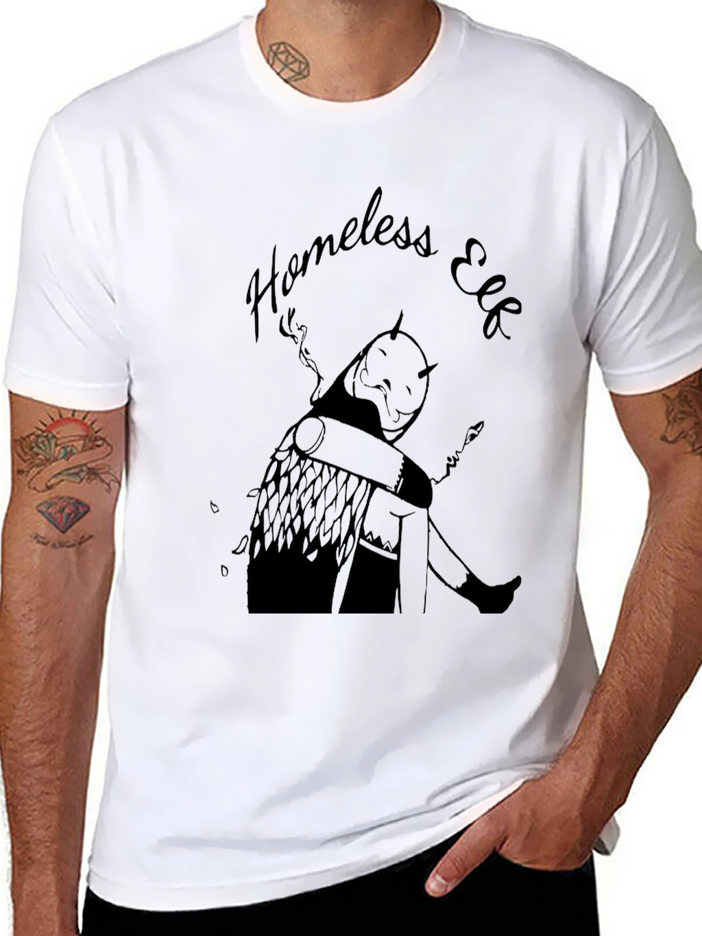 Homeless Elf Graphic T-Shirt - Black Unique Design