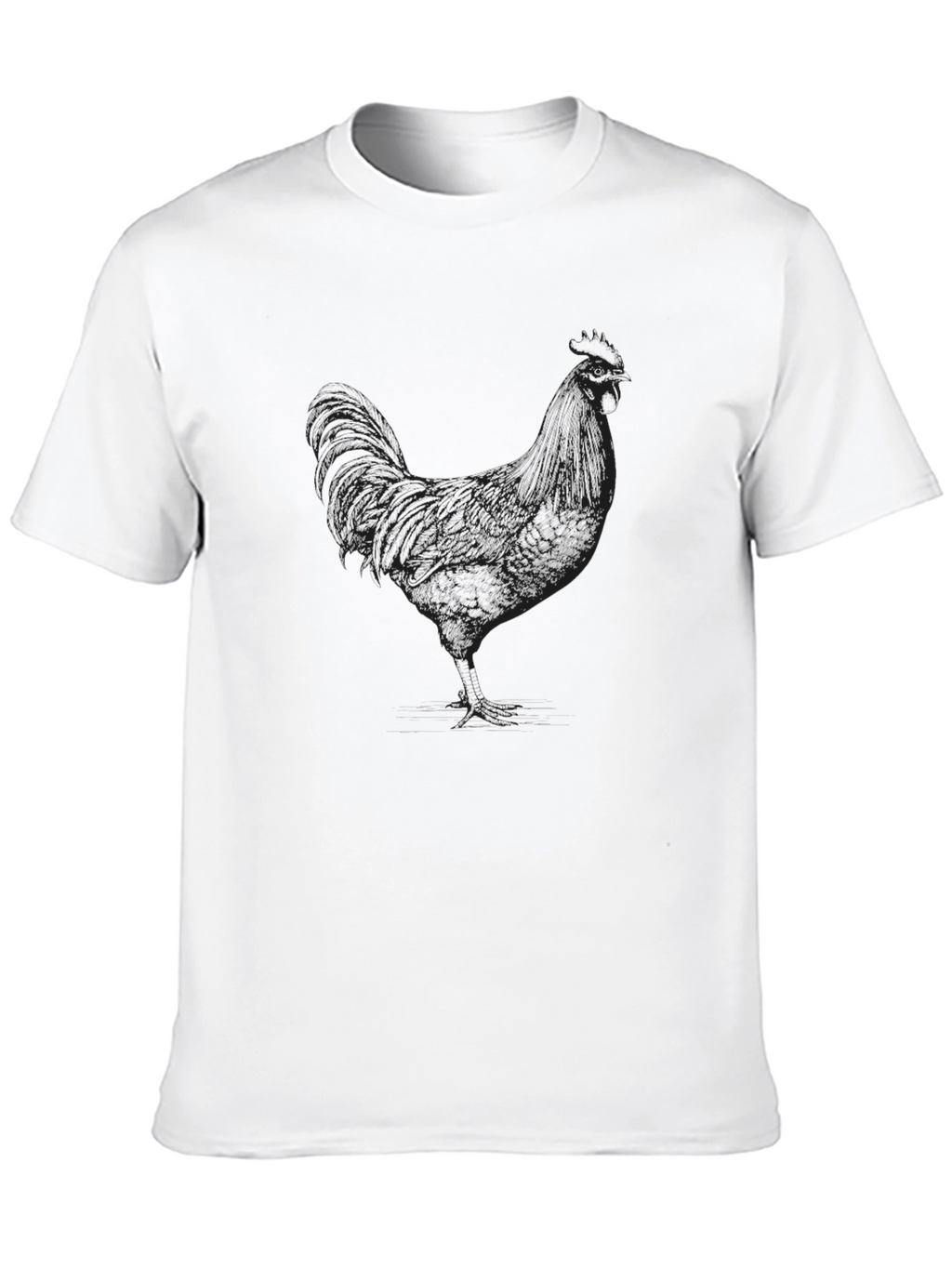 Black T-Shirt with Rooster Outline