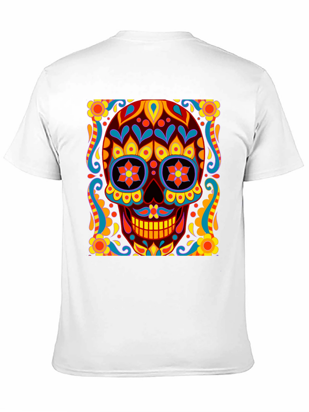 Day of the Dead Skull Graphic Black T-Shirt