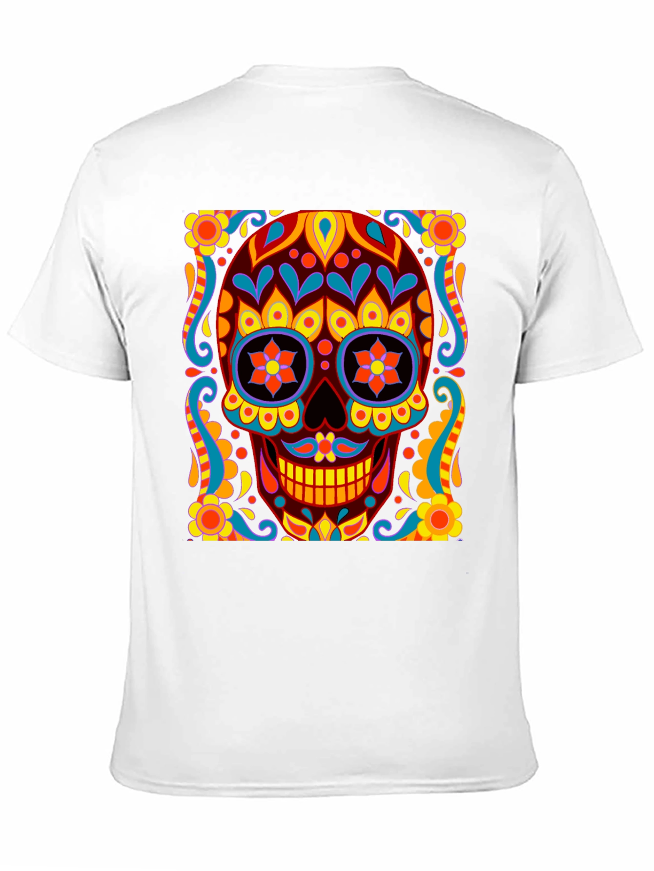 Day of the Dead Skull Graphic Black T-Shirt