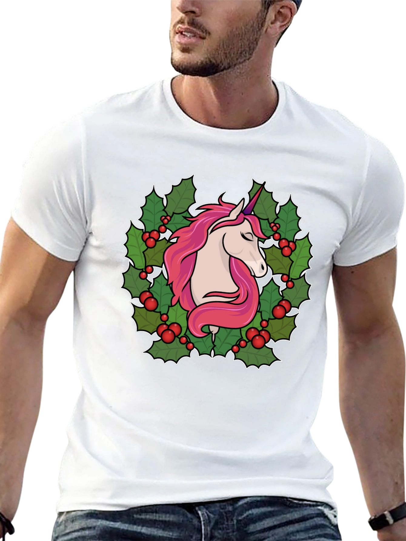 Unicorn Christmas Wreath Graphic Tee