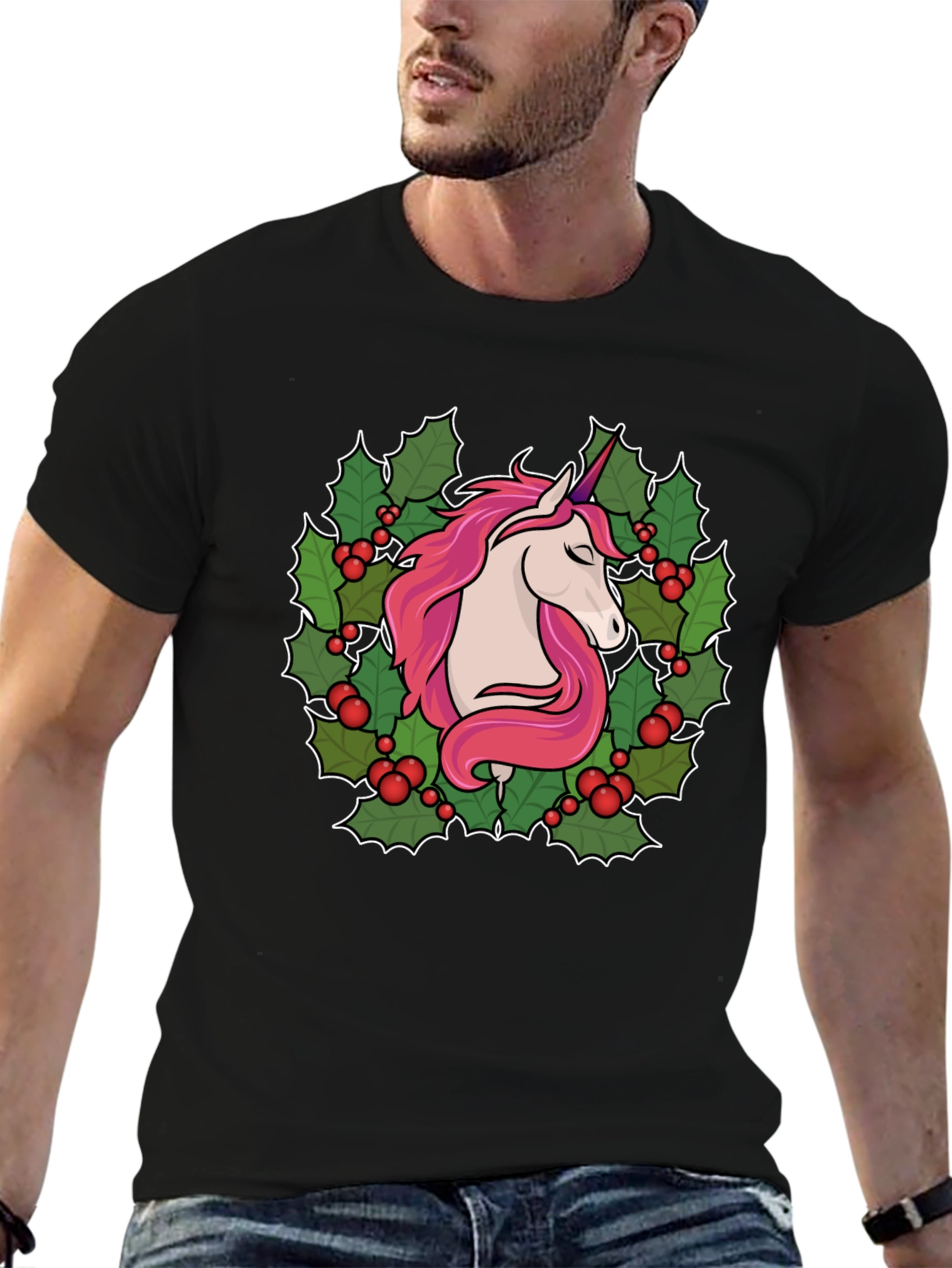 Unicorn Christmas Wreath Graphic Tee