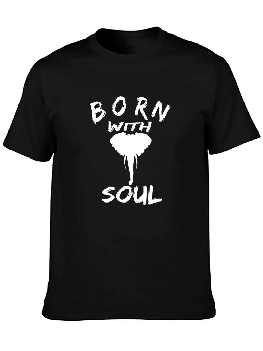 Born With Soul Elephant Graphic Tee - Black