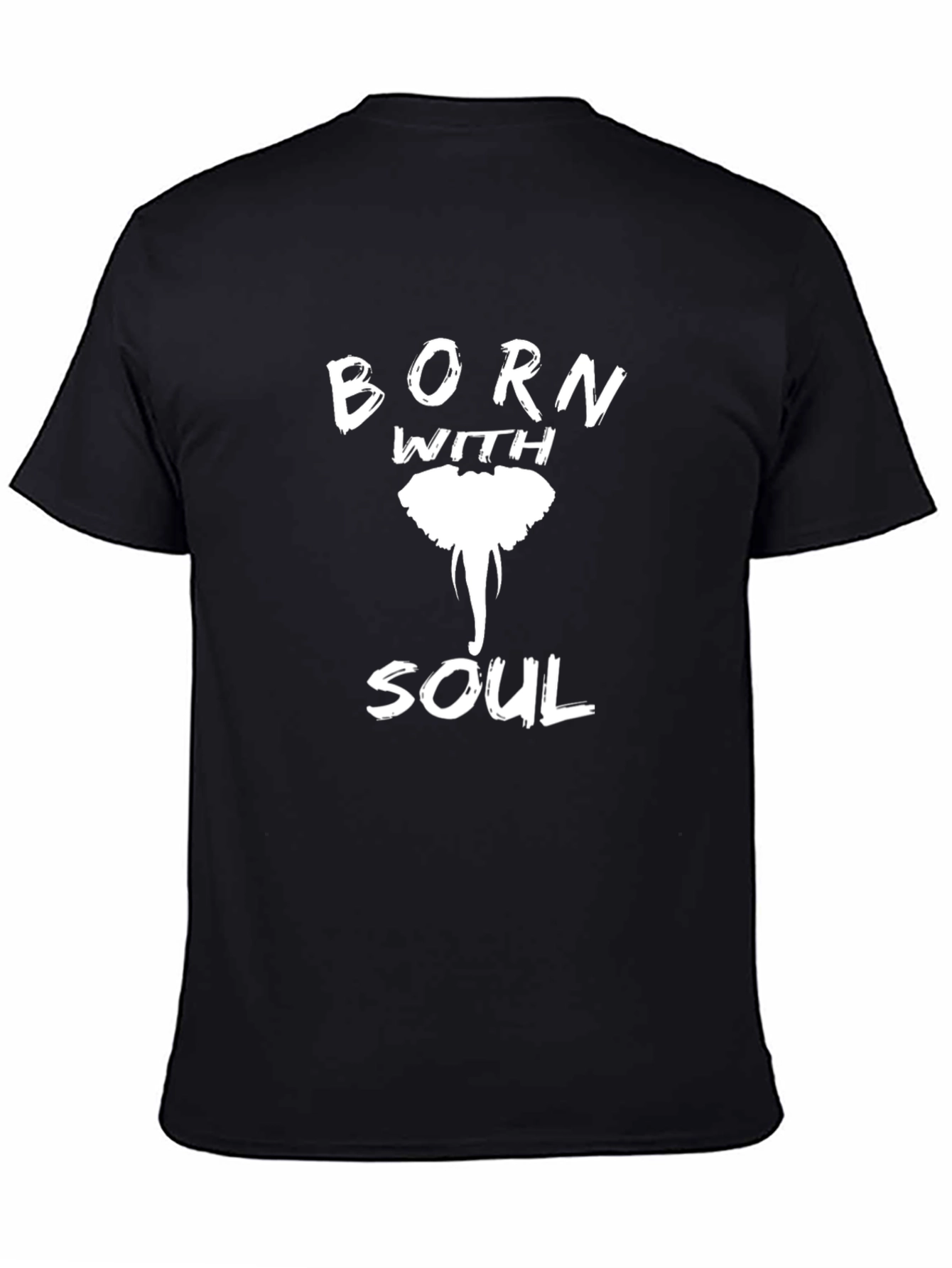Born With Soul Elephant Graphic Tee - Black