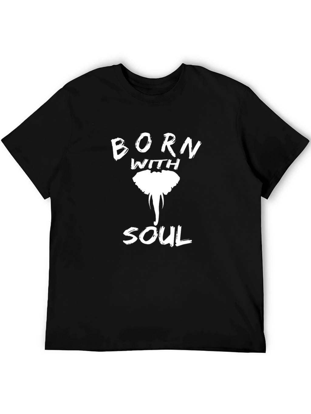 Born With Soul Elephant Graphic Tee - Black