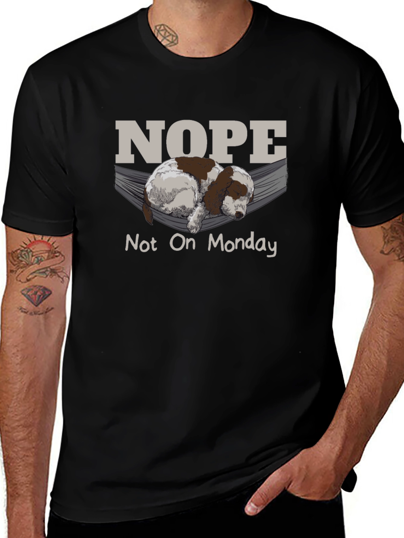 Nope Not On Monday T-Shirt Lazy Dog Hammock
