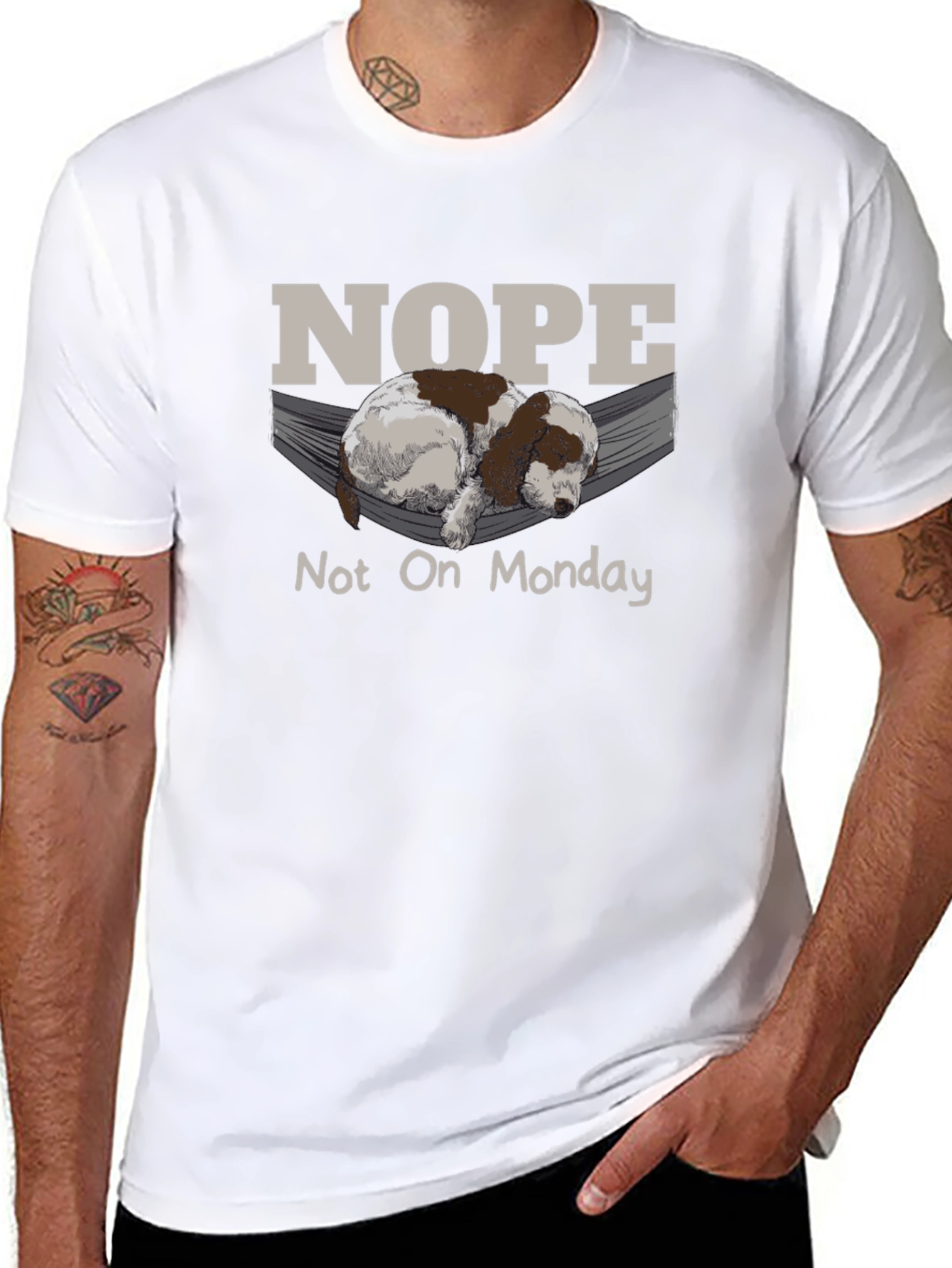 Nope Not On Monday T-Shirt Lazy Dog Hammock