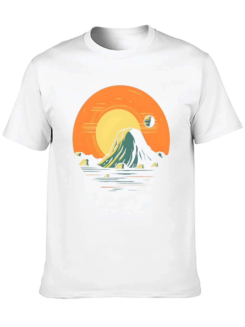 Sunset Mountain Graphic Tee - Artistic Black T-Shirt