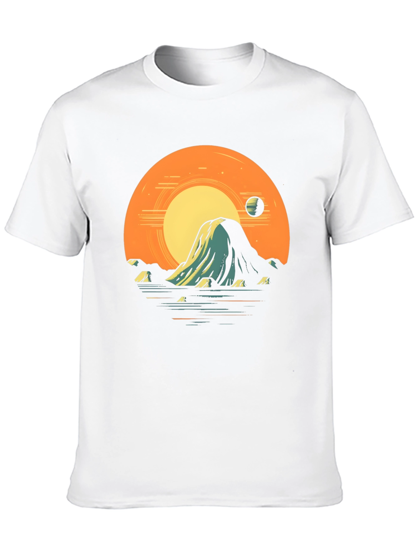 Sunset Mountain Graphic Tee - Artistic Black T-Shirt