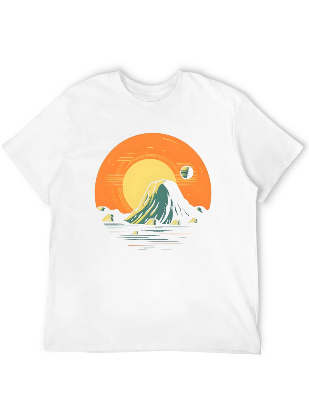 Sunset Mountain Graphic Tee - Artistic Black T-Shirt