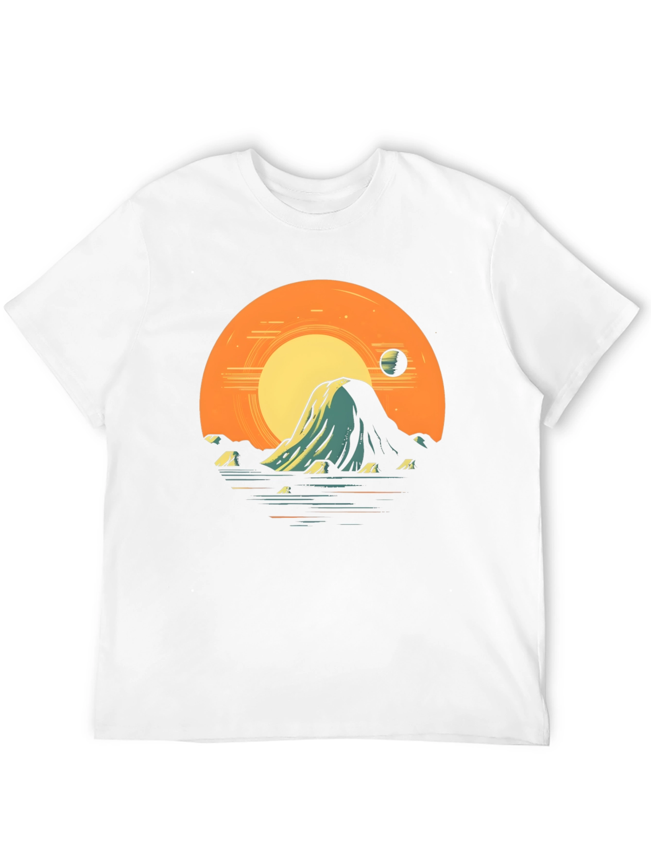 Sunset Mountain Graphic Tee - Artistic Black T-Shirt