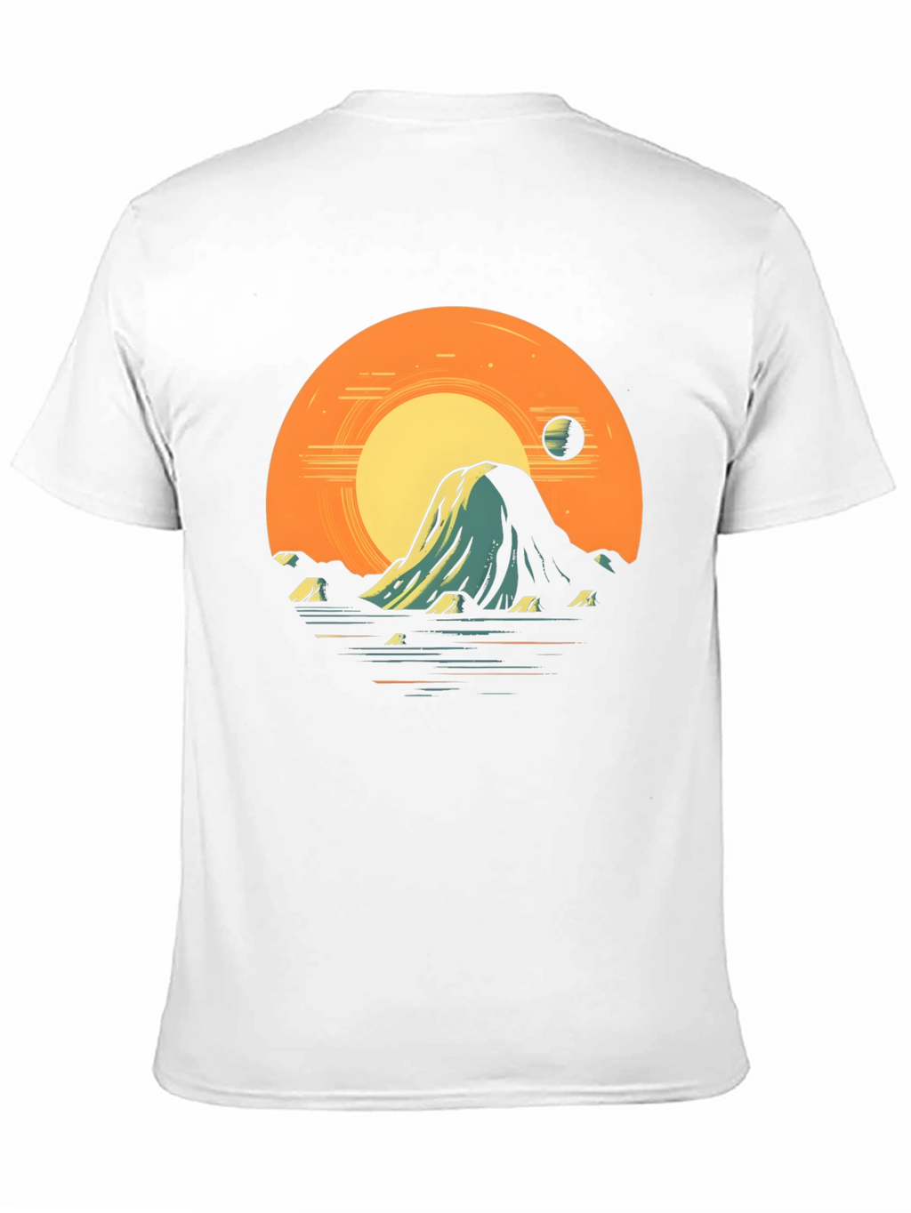 Sunset Mountain Graphic Tee - Artistic Black T-Shirt