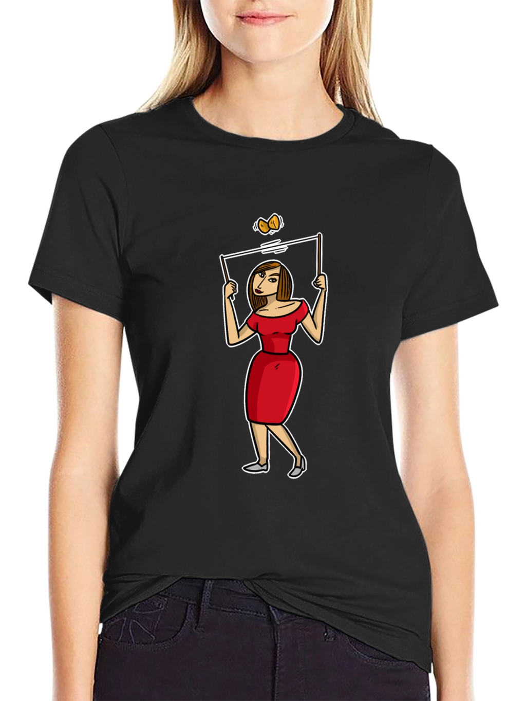 Cartoon Woman T-Shirt - Quirky Graphic Tee