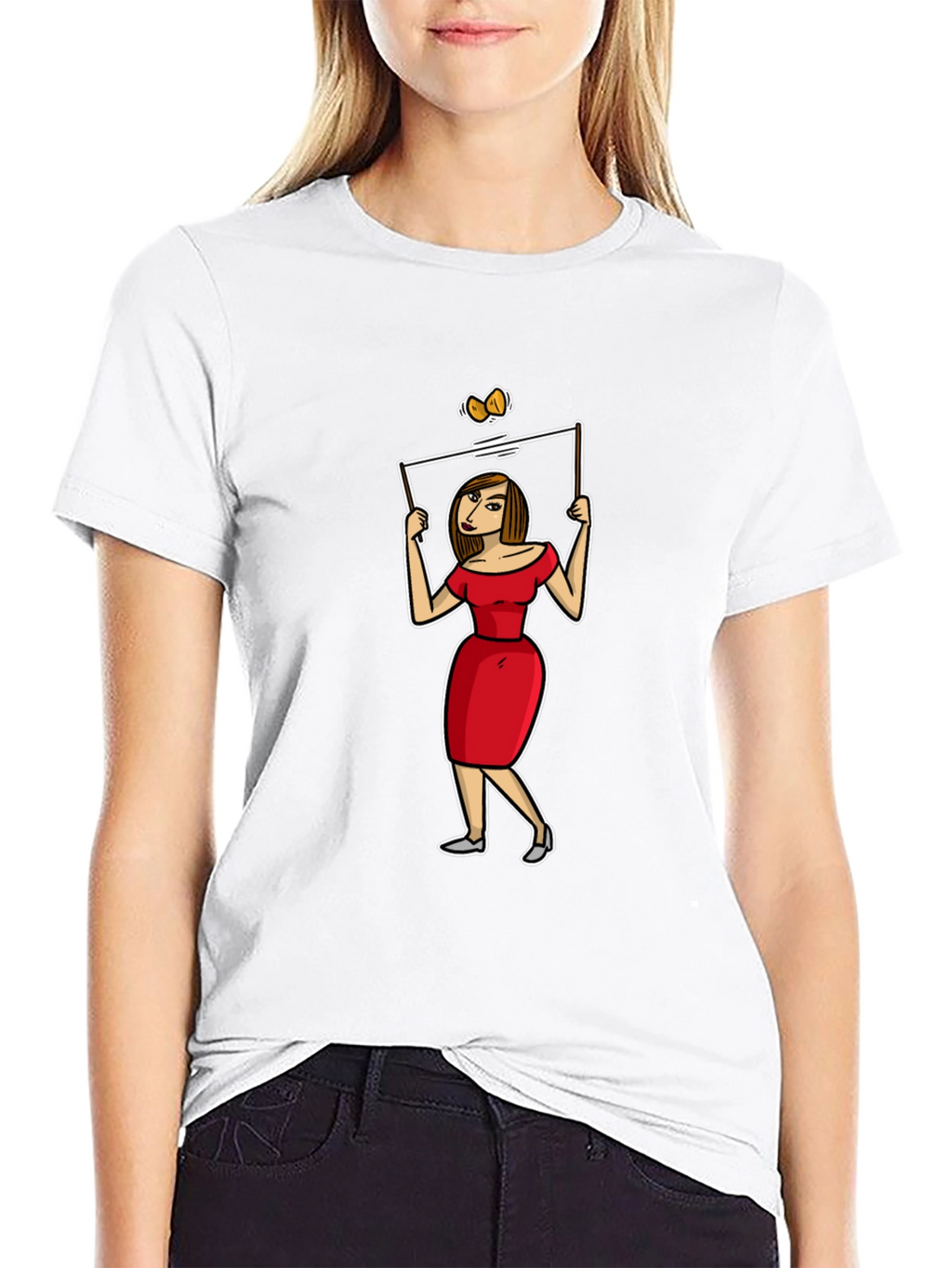 Cartoon Woman T-Shirt - Quirky Graphic Tee