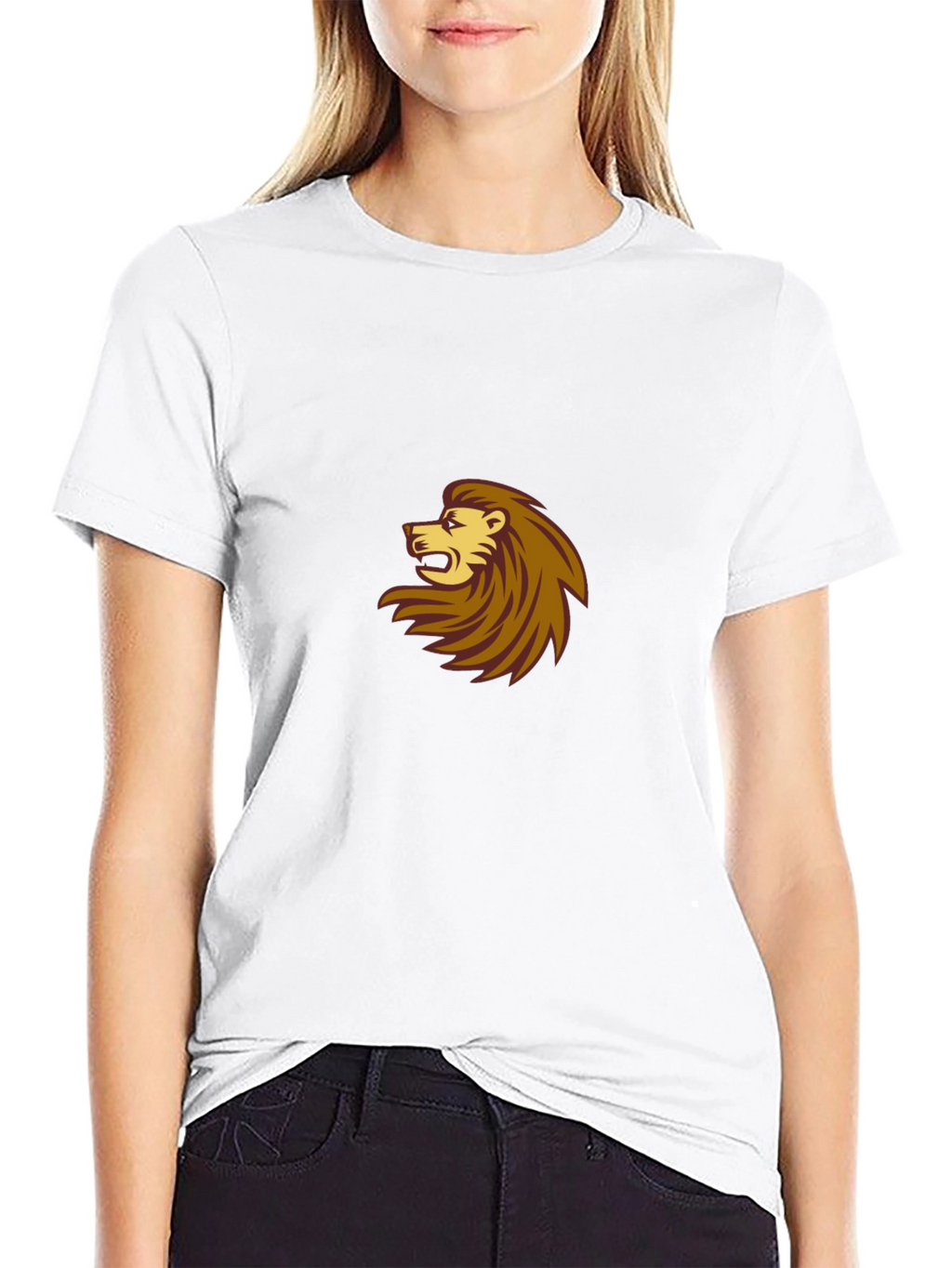 Black T-Shirt with Lion Design