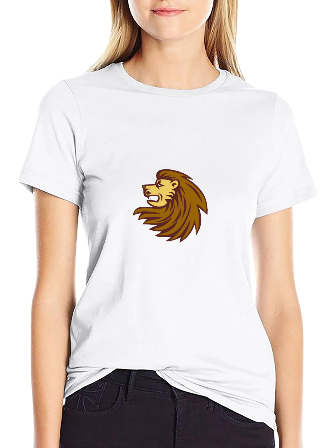 Black T-Shirt with Lion Design