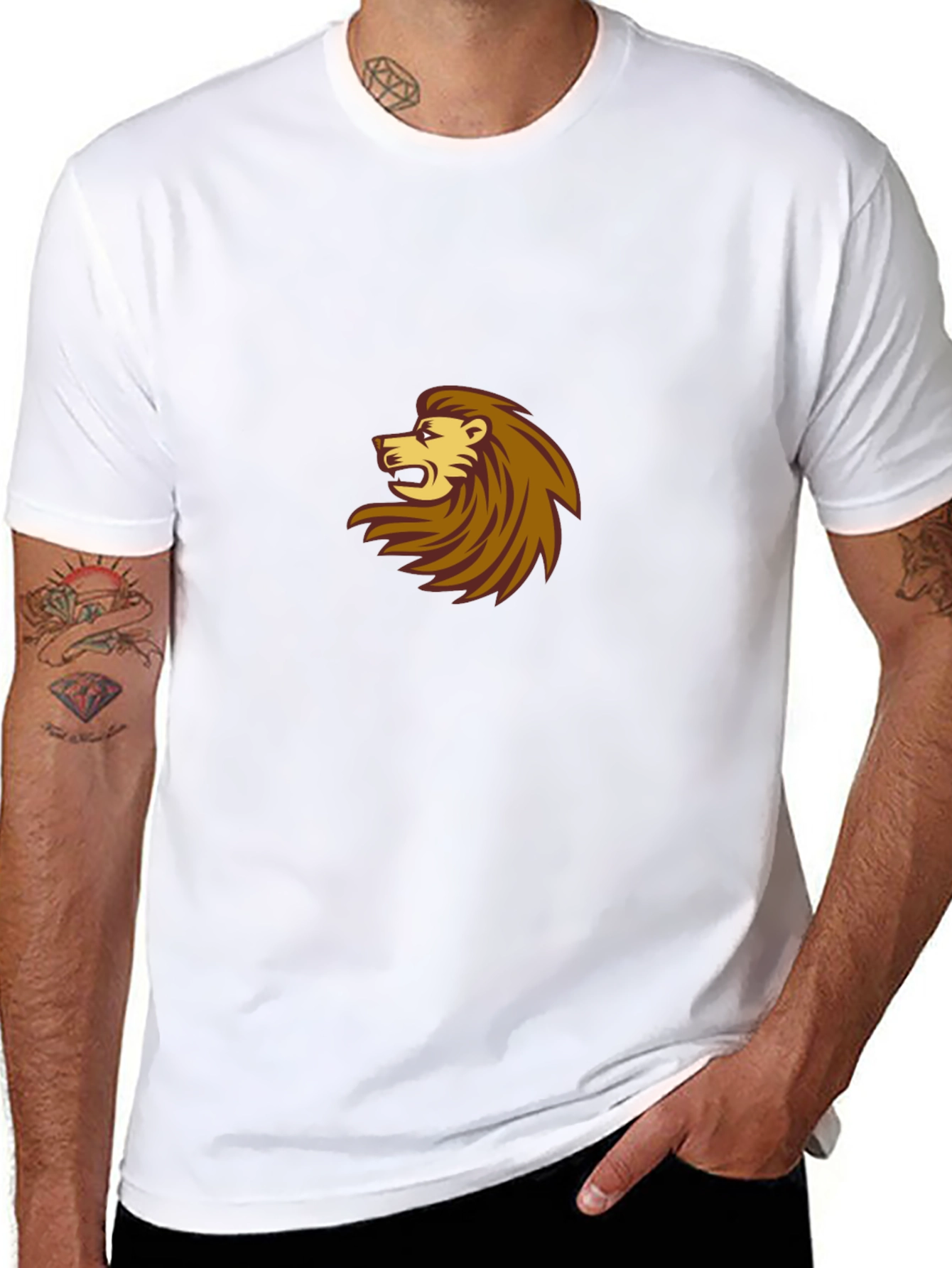 Black T-Shirt with Lion Design