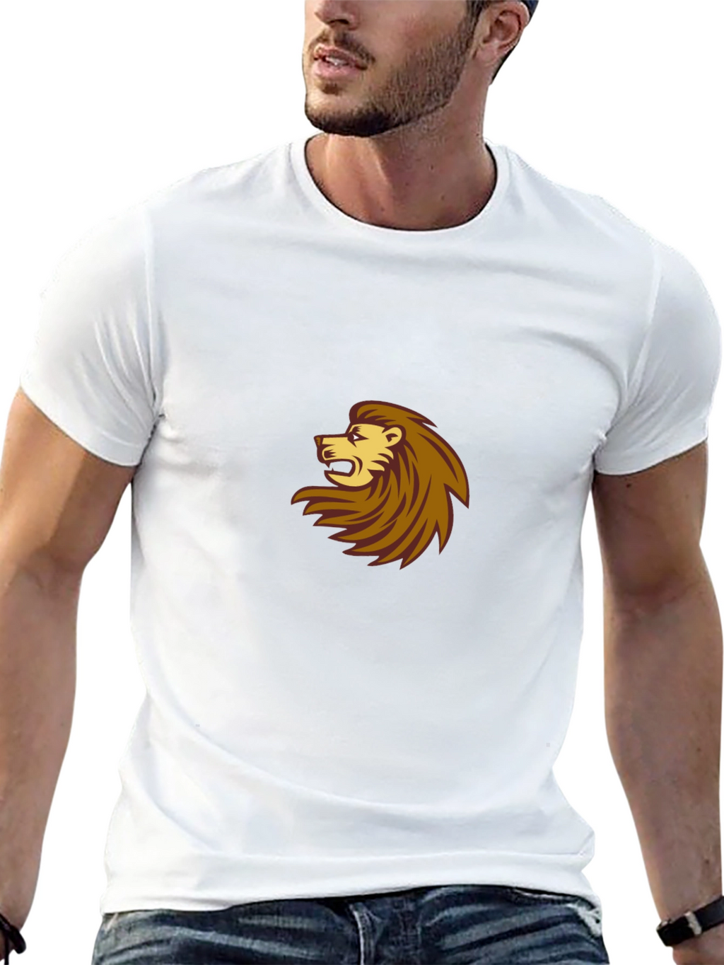 Black T-Shirt with Lion Design