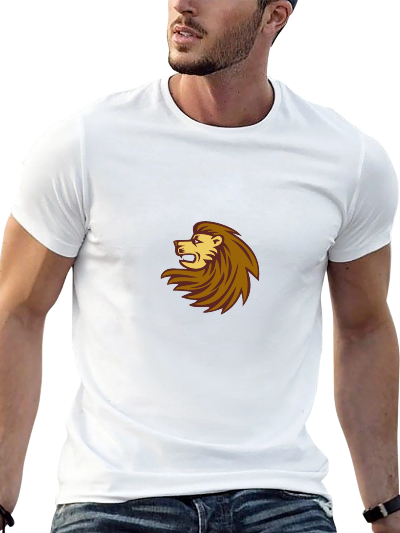 Black T-Shirt with Lion Design