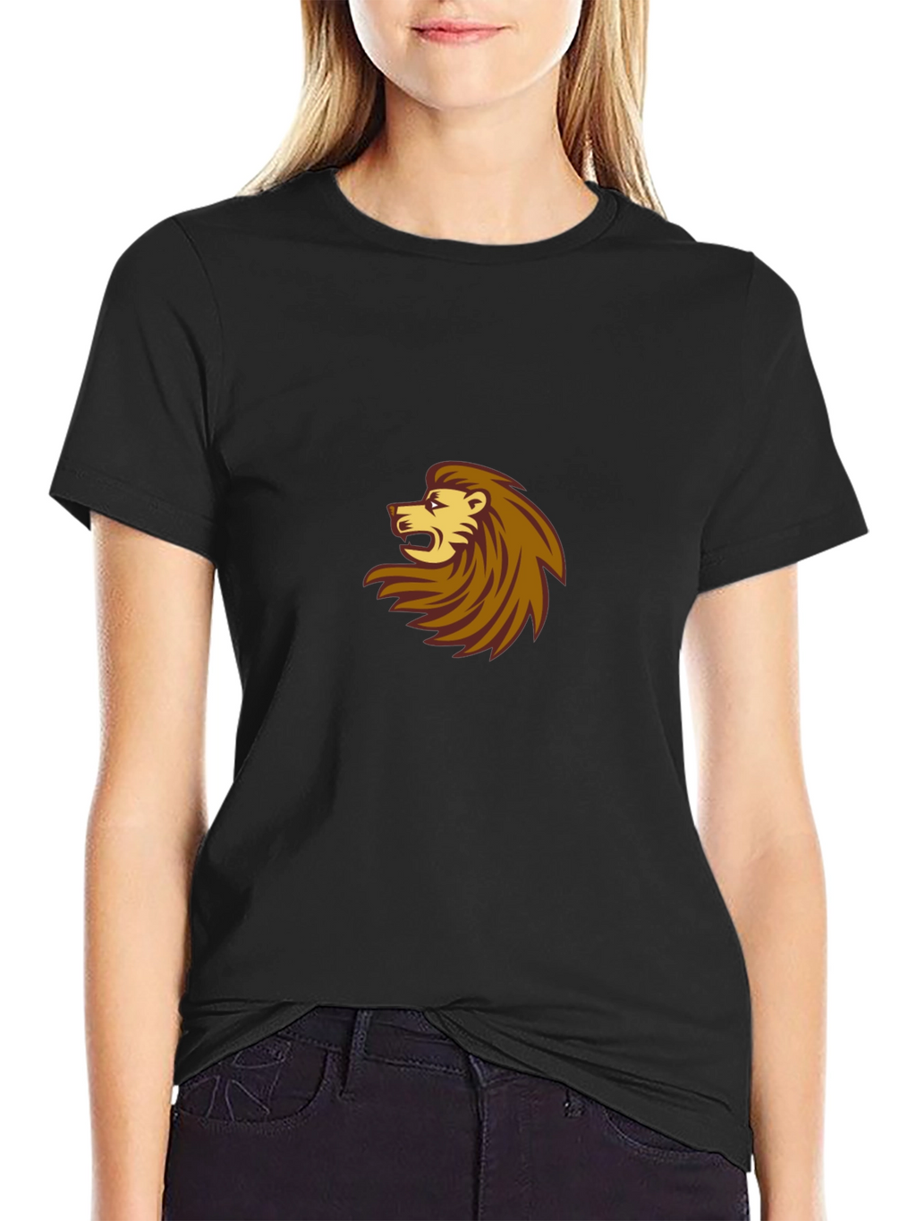 Black T-Shirt with Lion Design