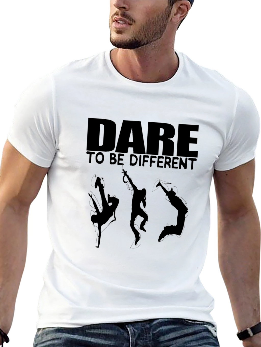 Dare to be Different Black Graphic T-Shirt