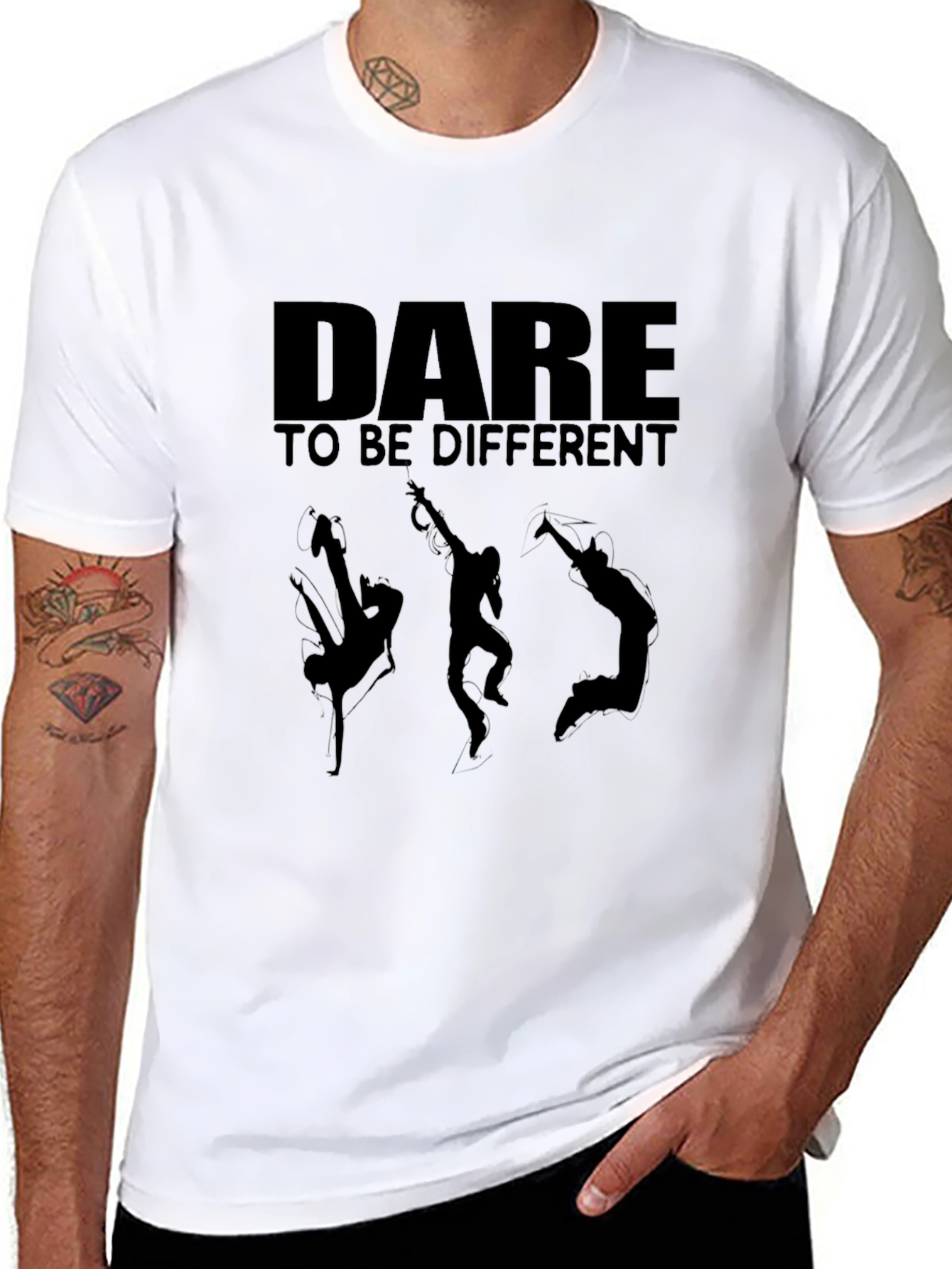 Dare to be Different Black Graphic T-Shirt