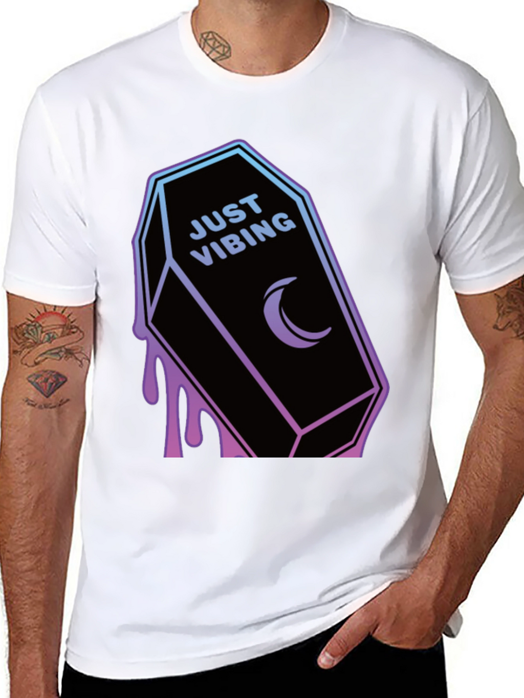 Just Vibing Coffin T-Shirt - Gothic Style