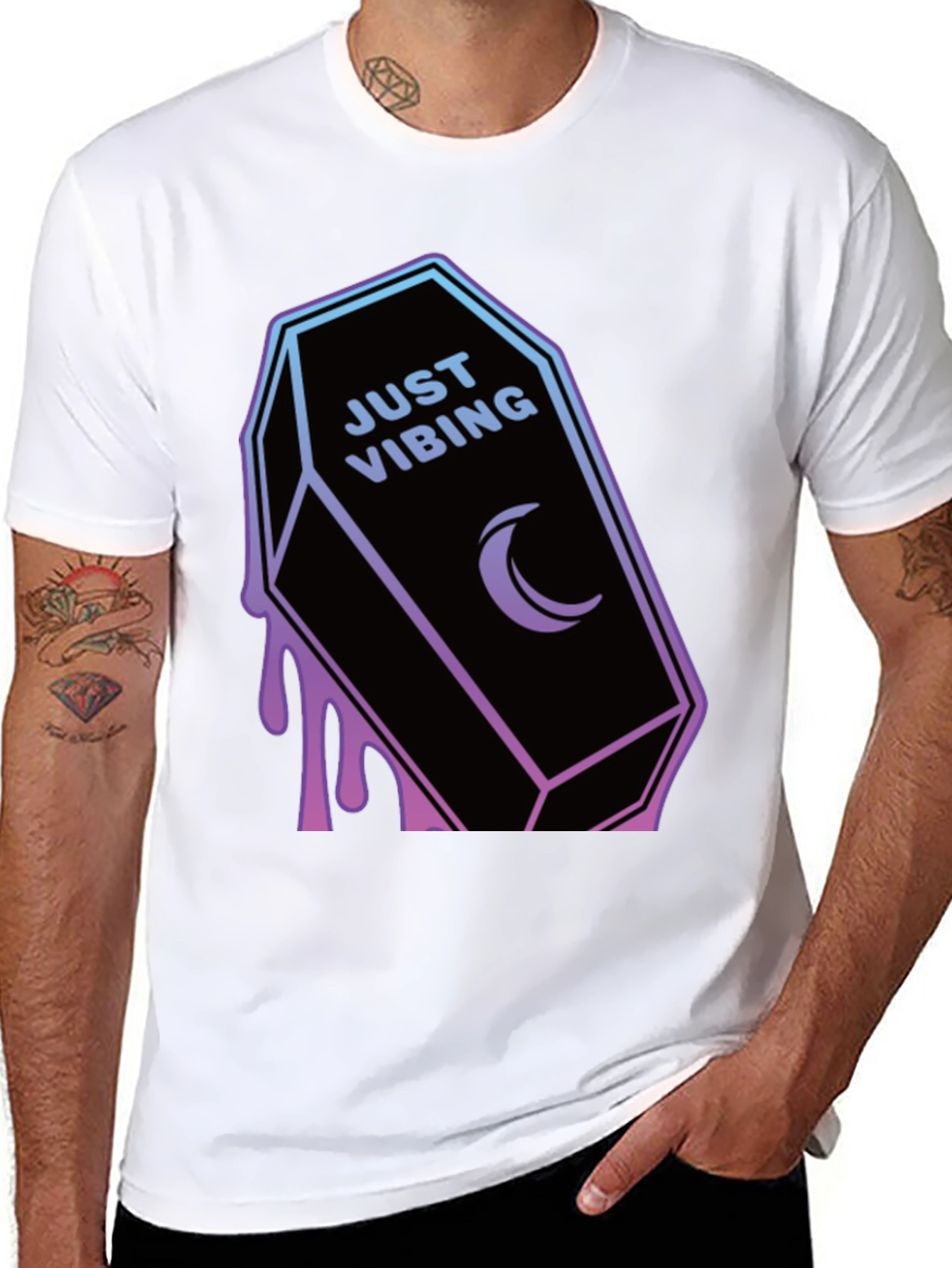 Just Vibing Coffin T-Shirt - Gothic Style