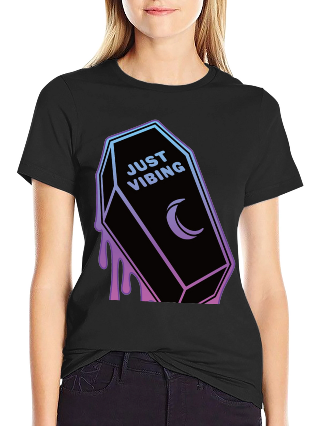 Just Vibing Coffin T-Shirt - Gothic Style