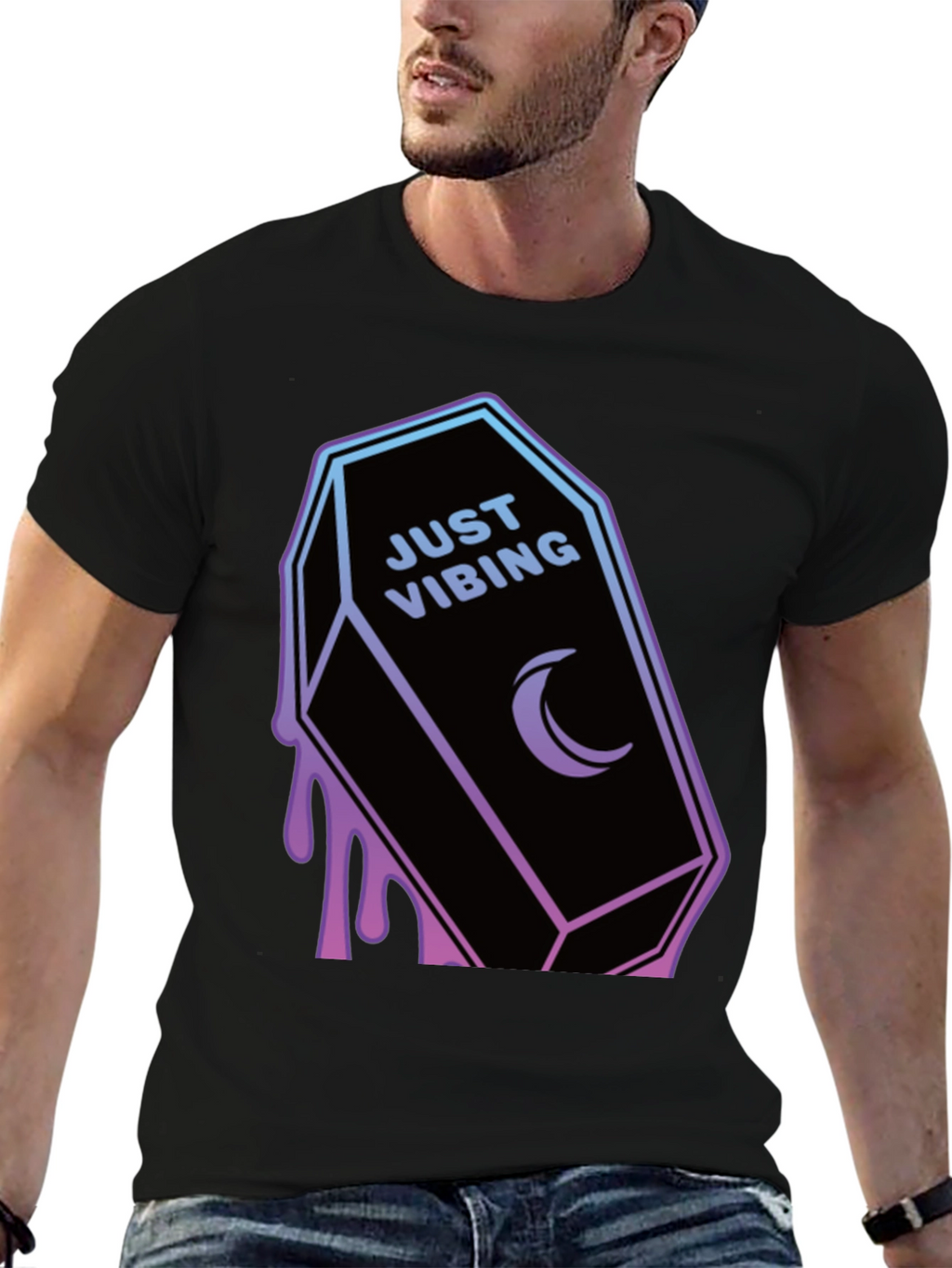Just Vibing Coffin T-Shirt - Gothic Style