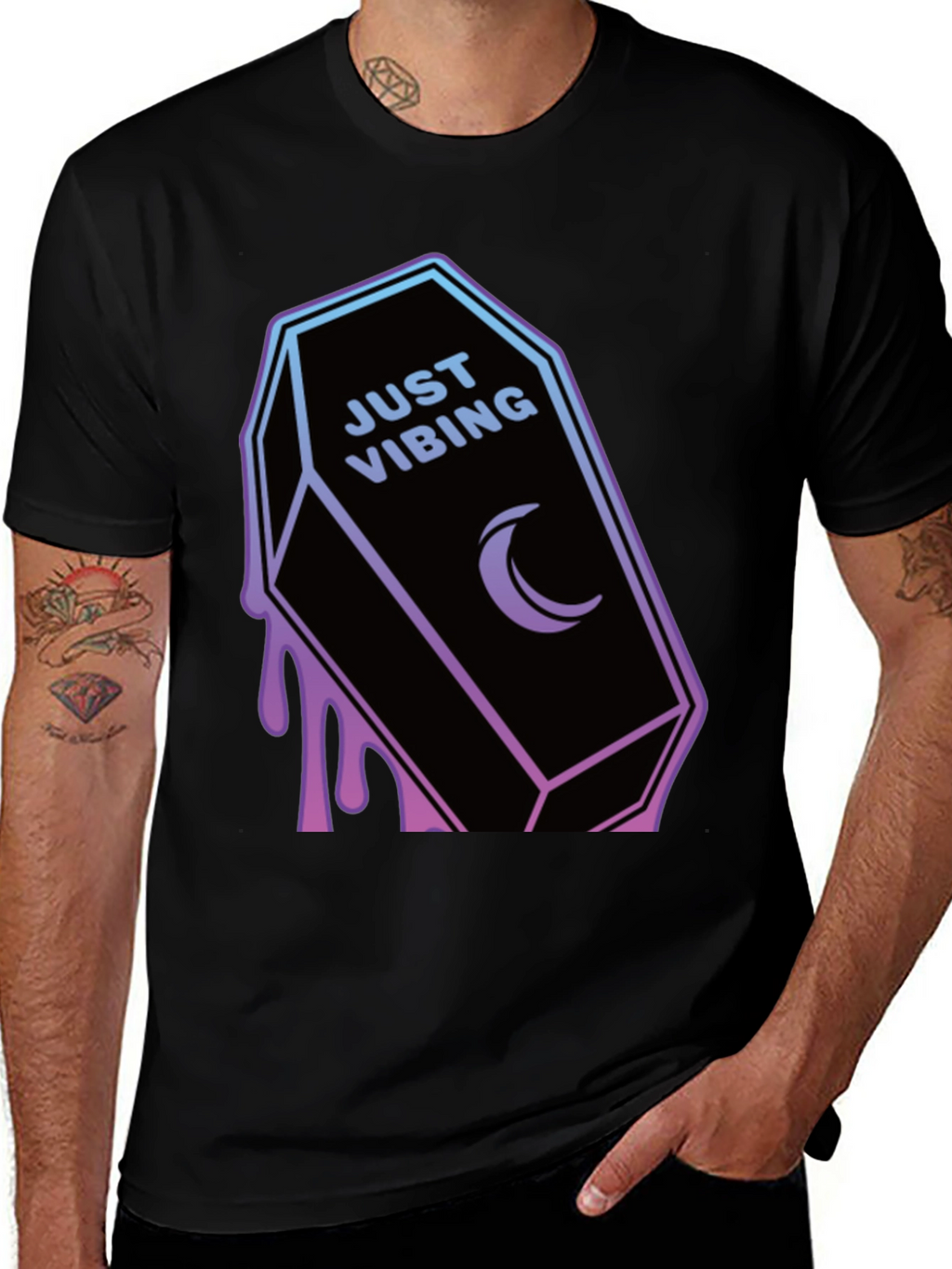 Just Vibing Coffin T-Shirt - Gothic Style
