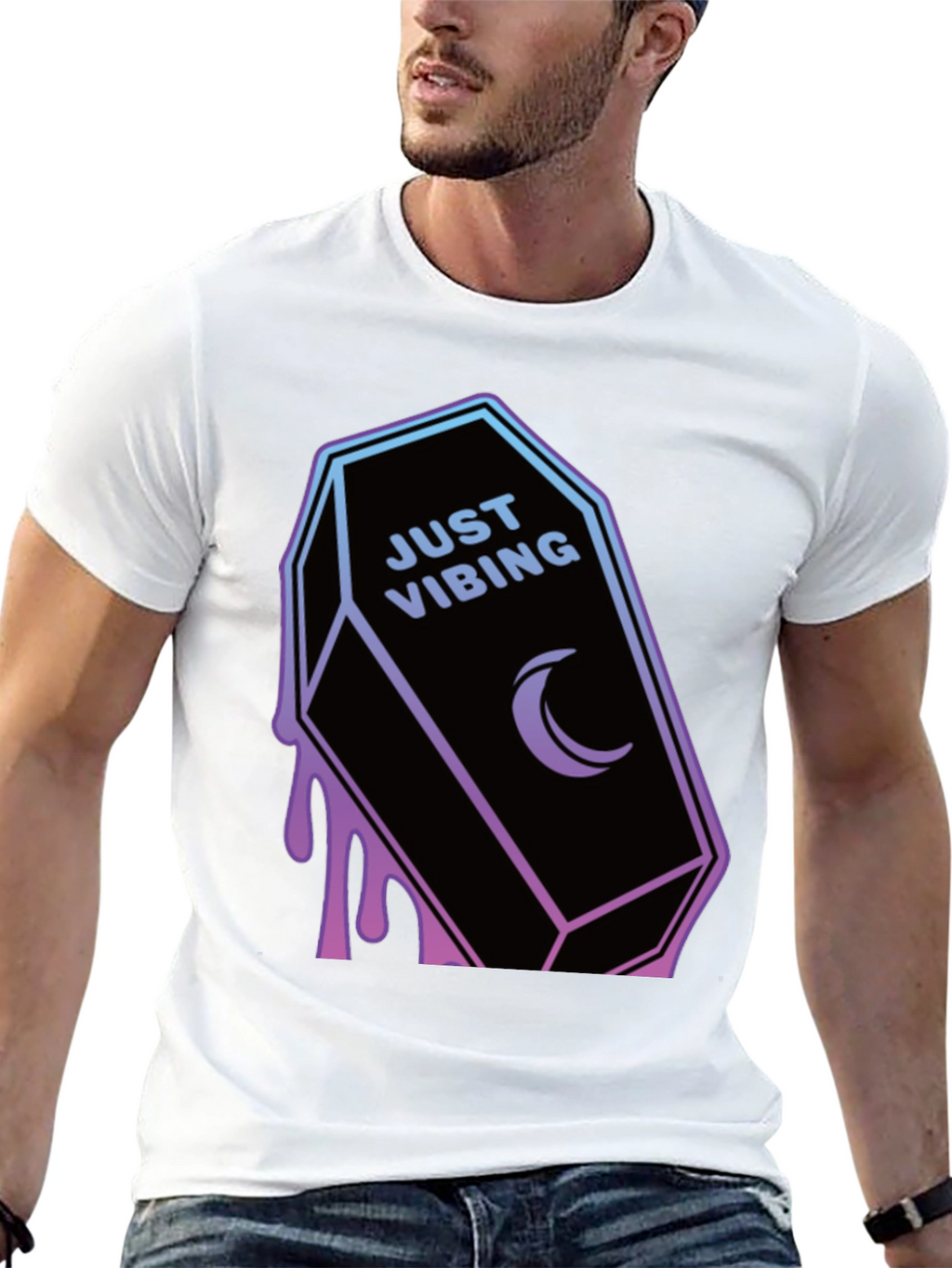 Just Vibing Coffin T-Shirt - Gothic Style