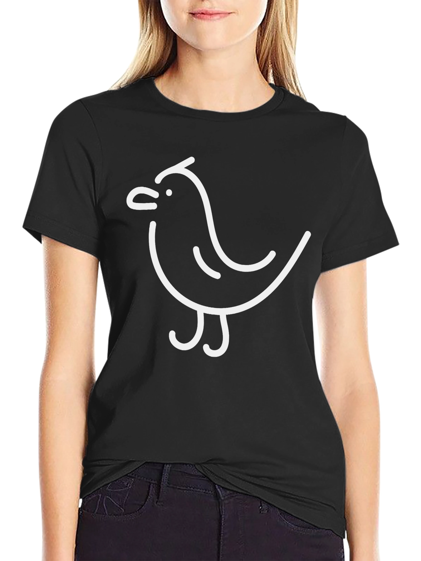 Bird Outline Graphic Tee - Casual Style