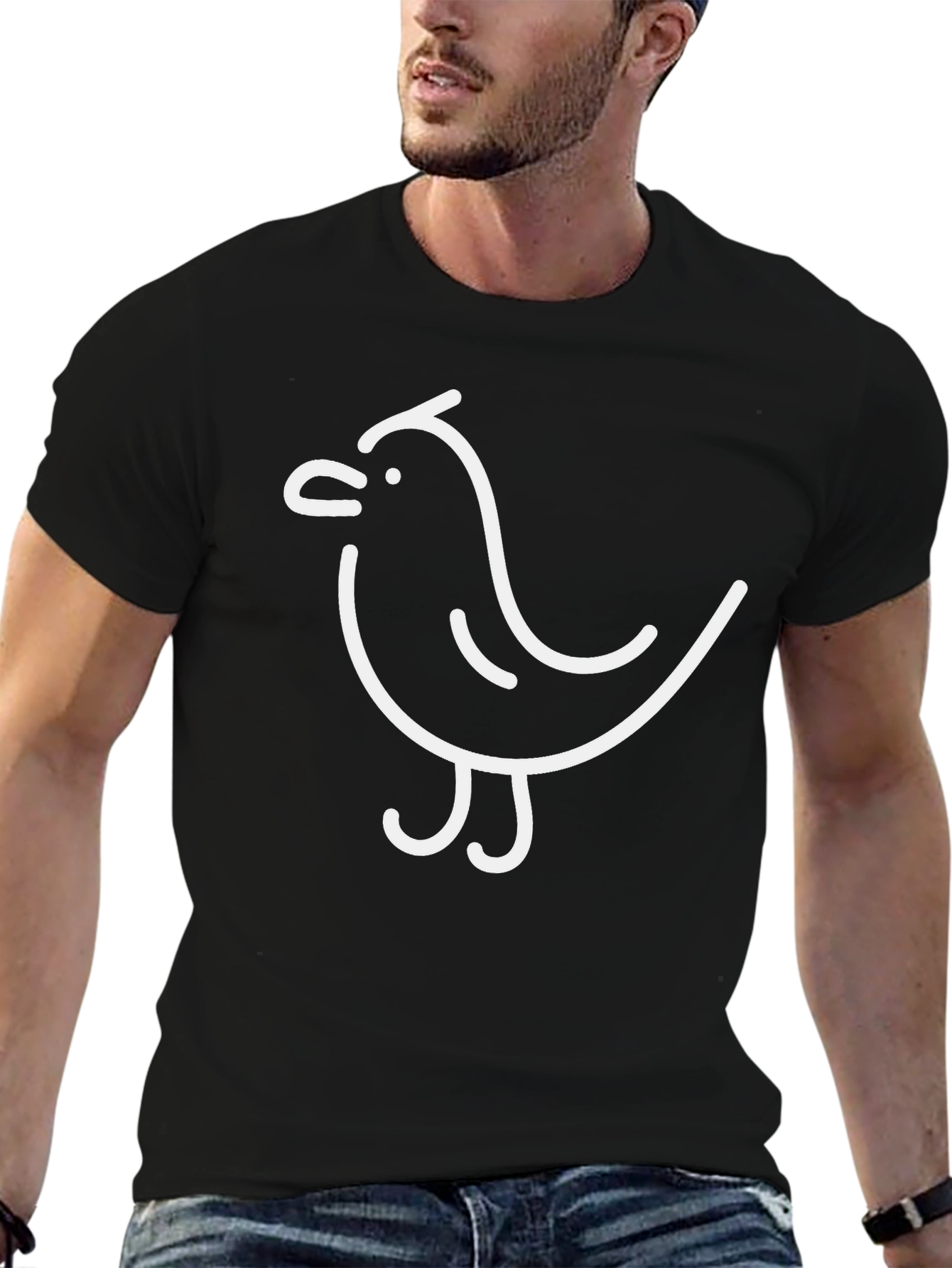 Bird Outline Graphic Tee - Casual Style