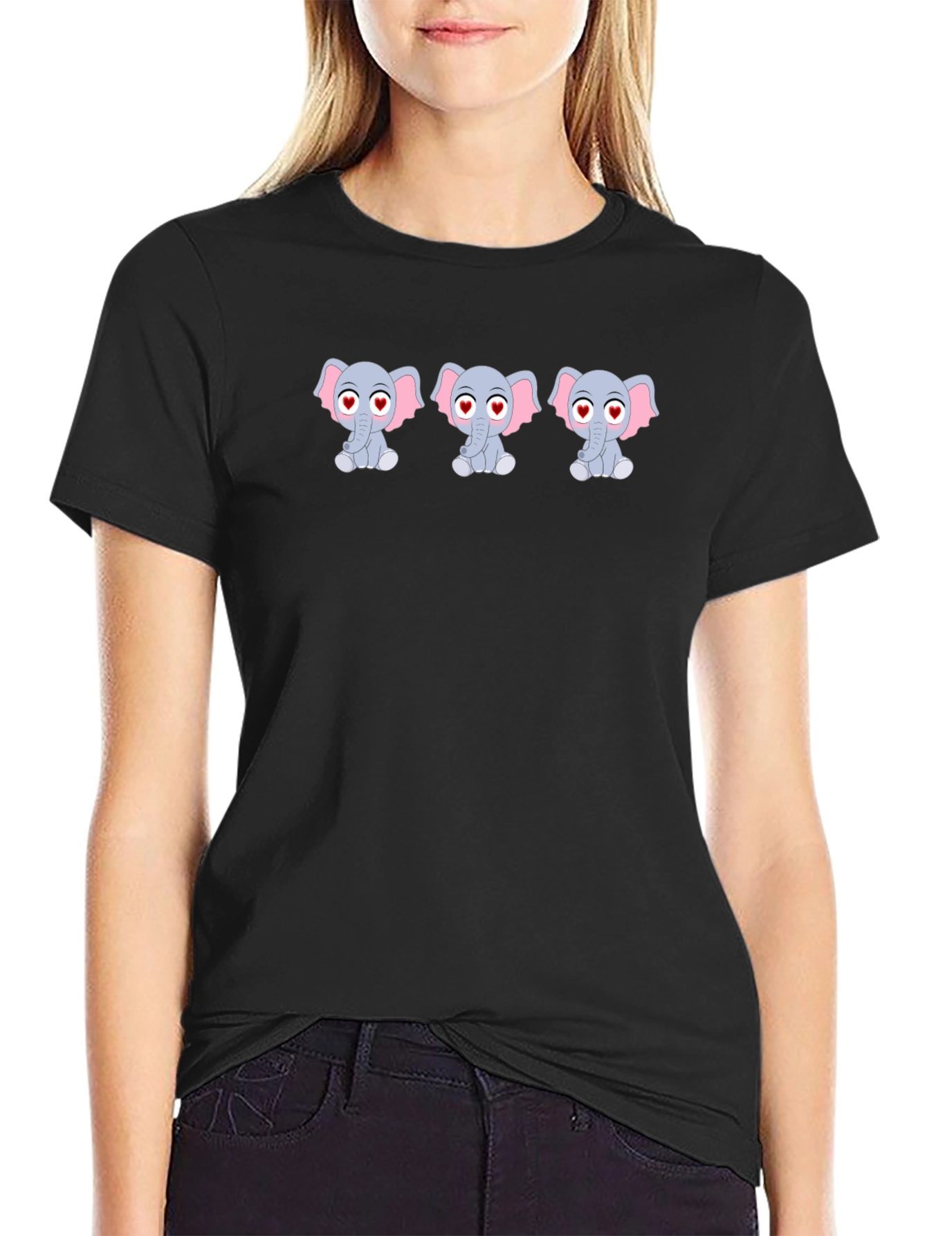 Cute Elephant Graphic Tee - Love Eyes Design