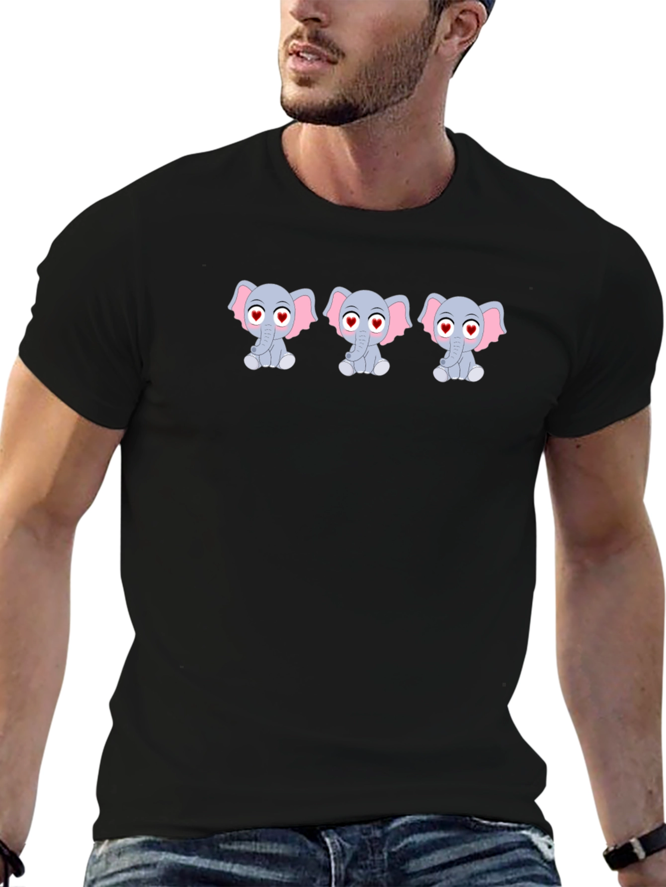 Cute Elephant Graphic Tee - Love Eyes Design