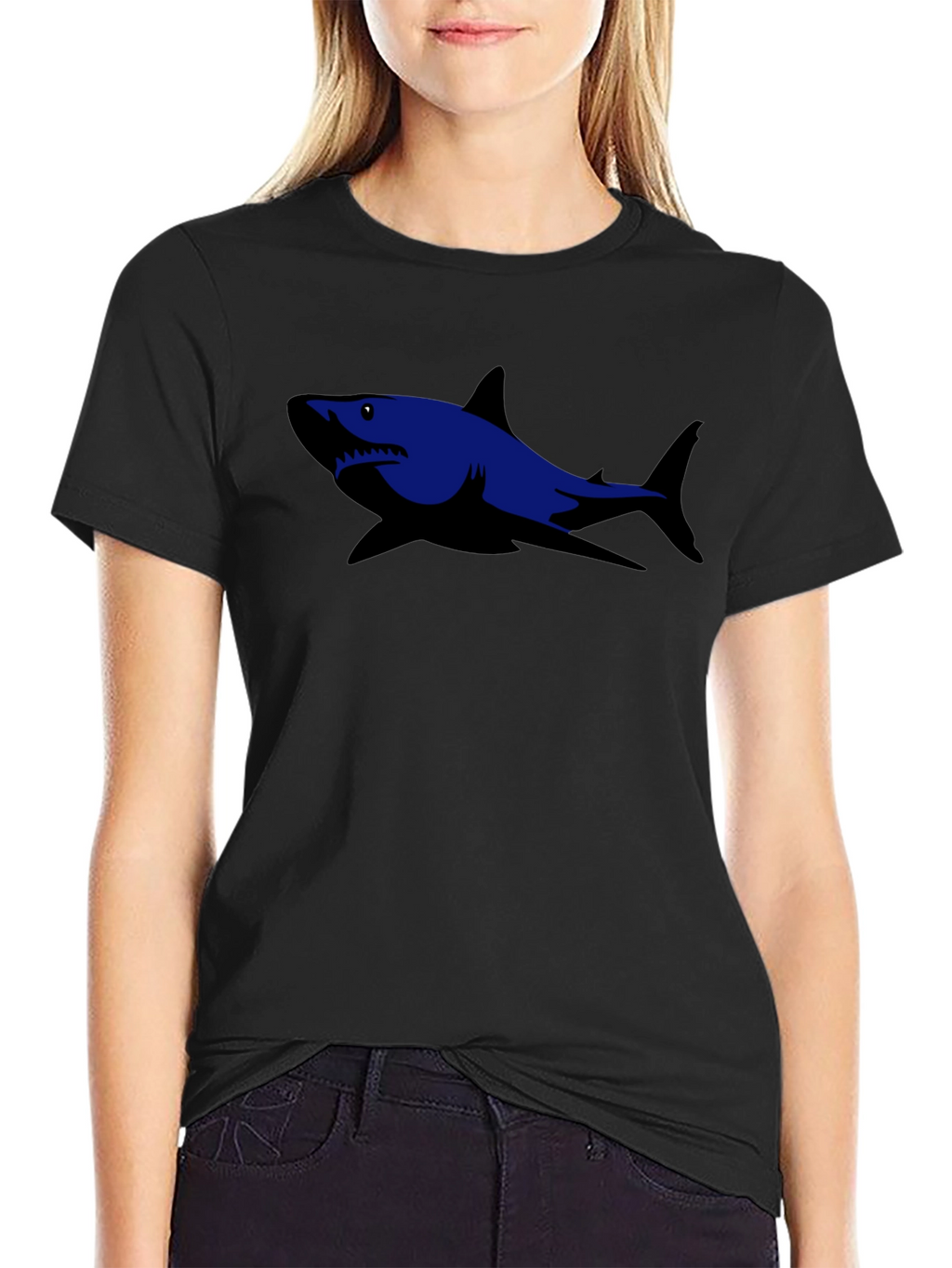 Shark Graphic Tee - Black Cotton Casual Shirt