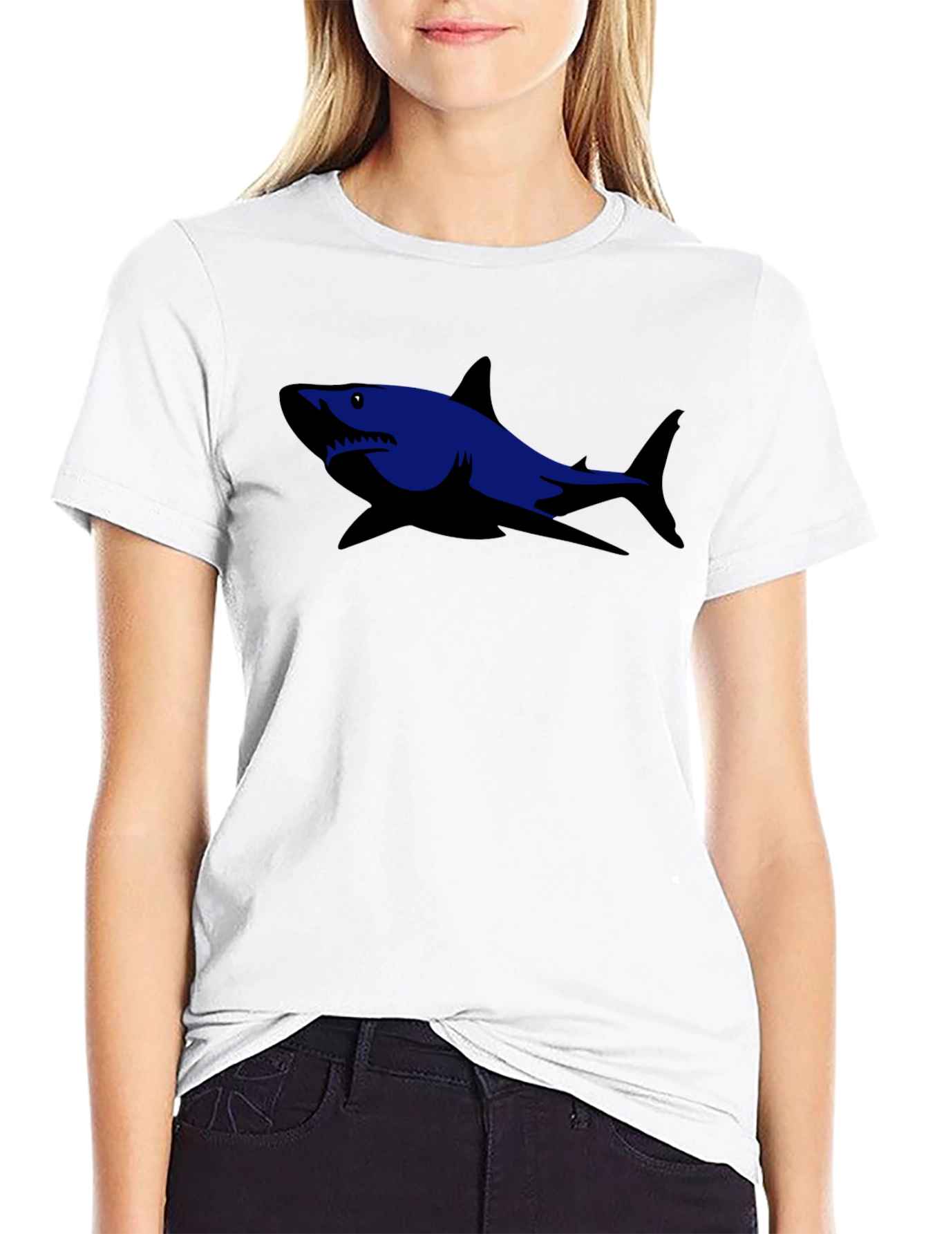 Shark Graphic Tee - Black Cotton Casual Shirt