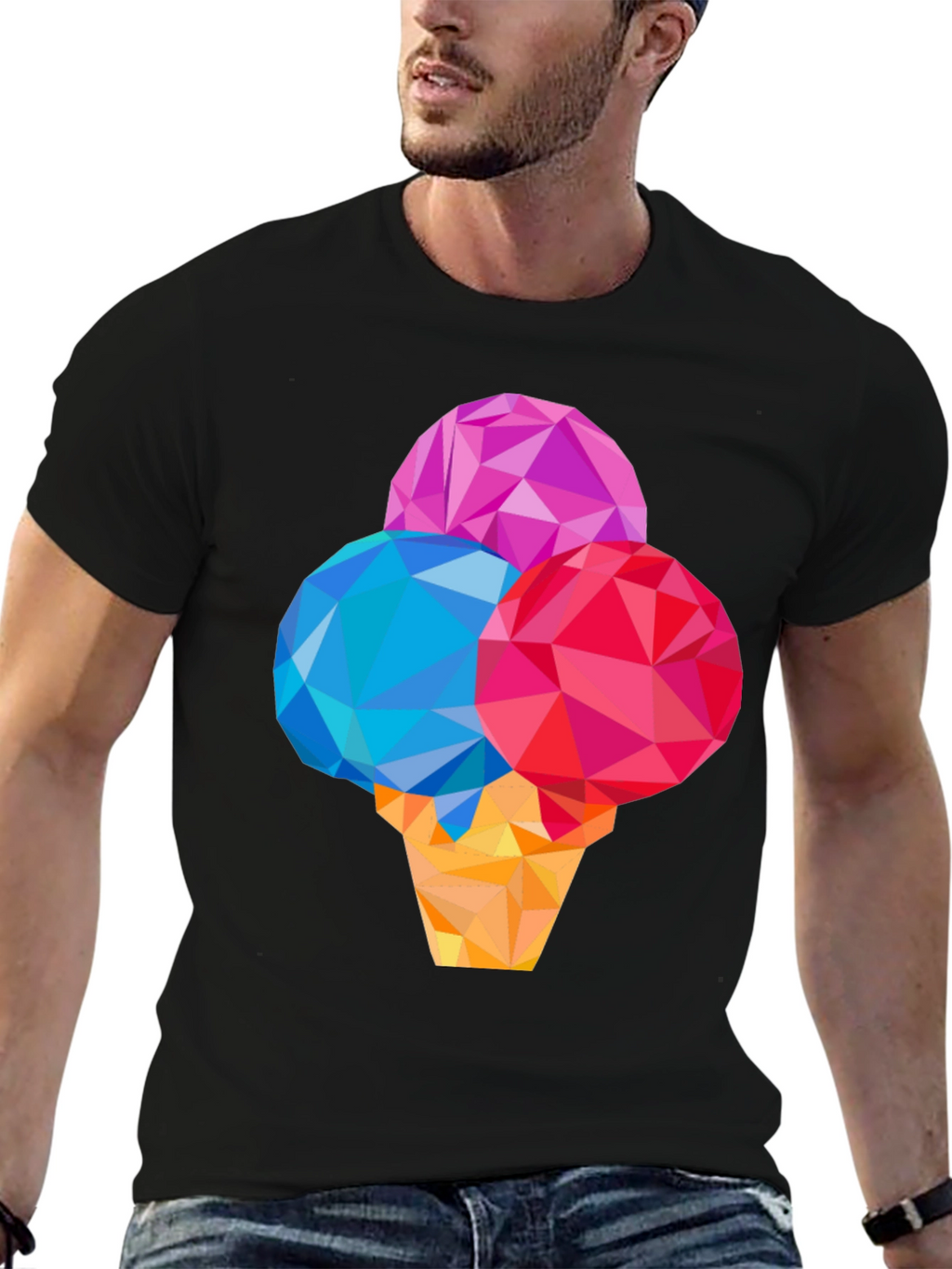Geometric Ice Cream Graphic T-Shirt