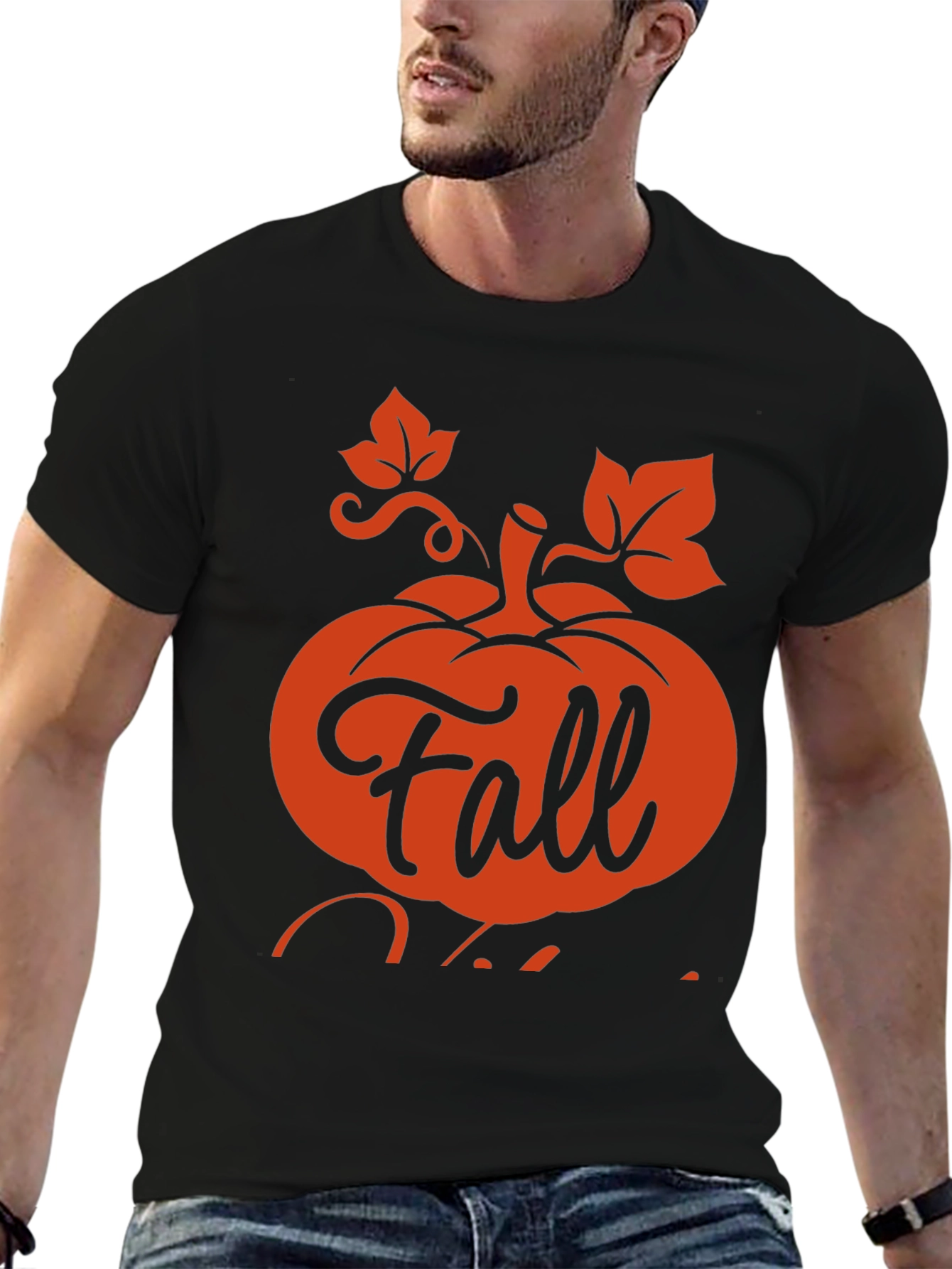 Fall Vibes Black Graphic T-Shirt