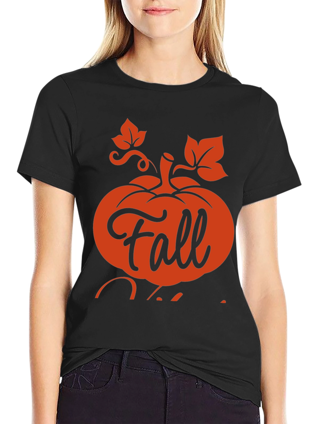 Fall Vibes Black Graphic T-Shirt