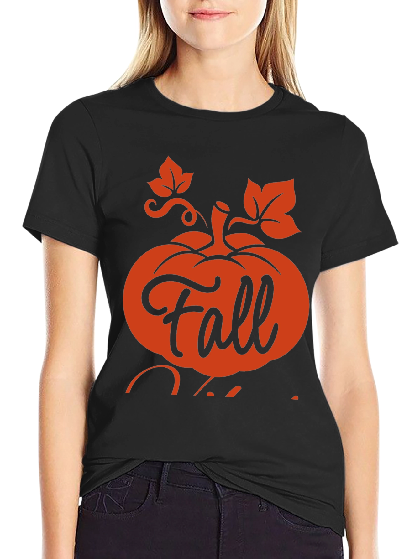 Fall Vibes Black Graphic T-Shirt