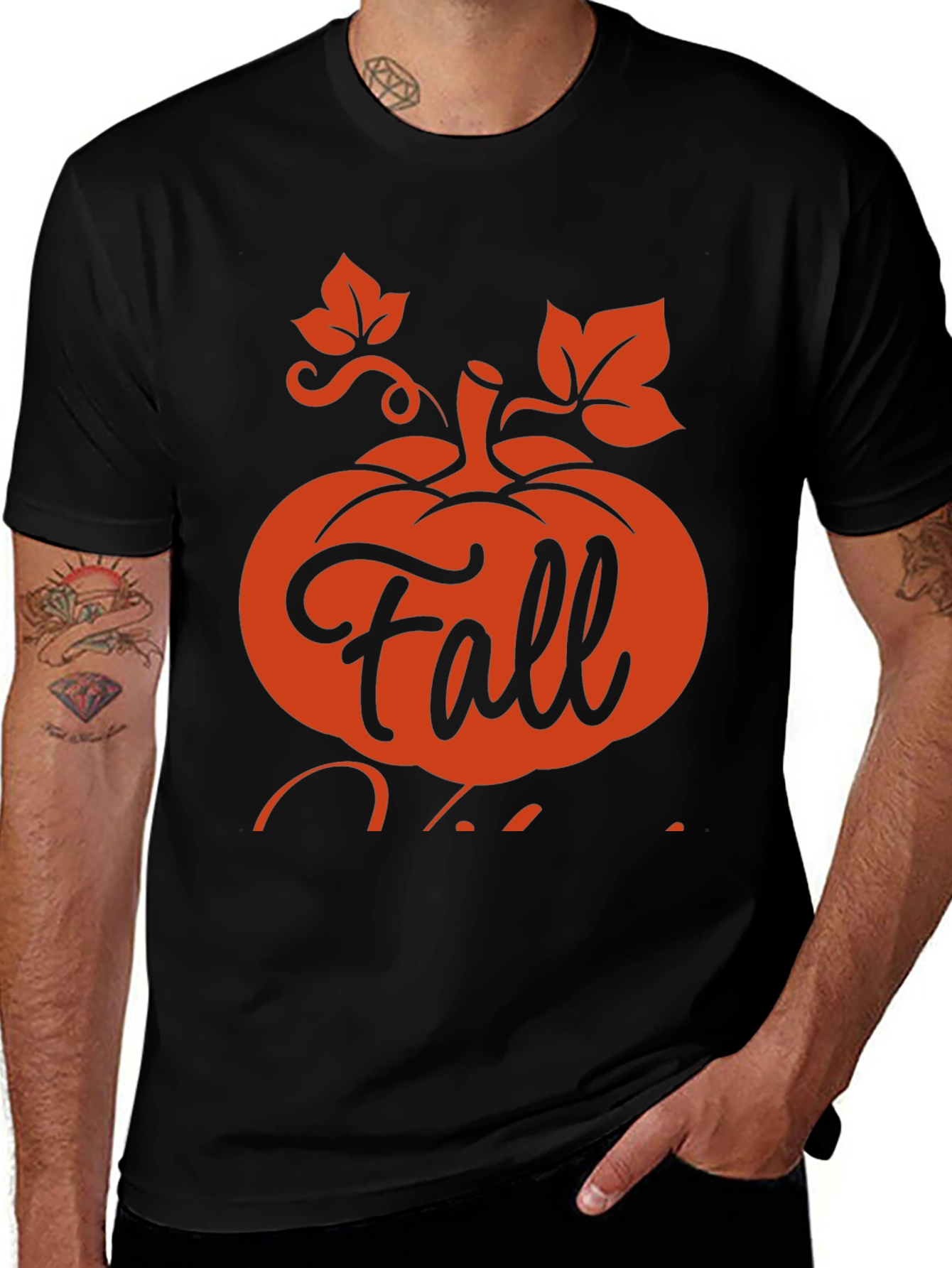 Fall Vibes Black Graphic T-Shirt