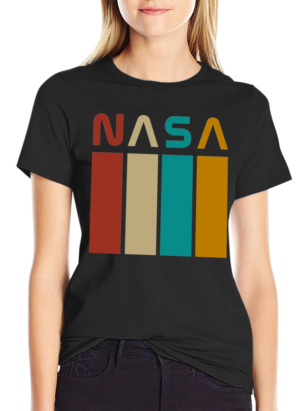 Retro NASA Graphic Tee - Black Cotton Blend