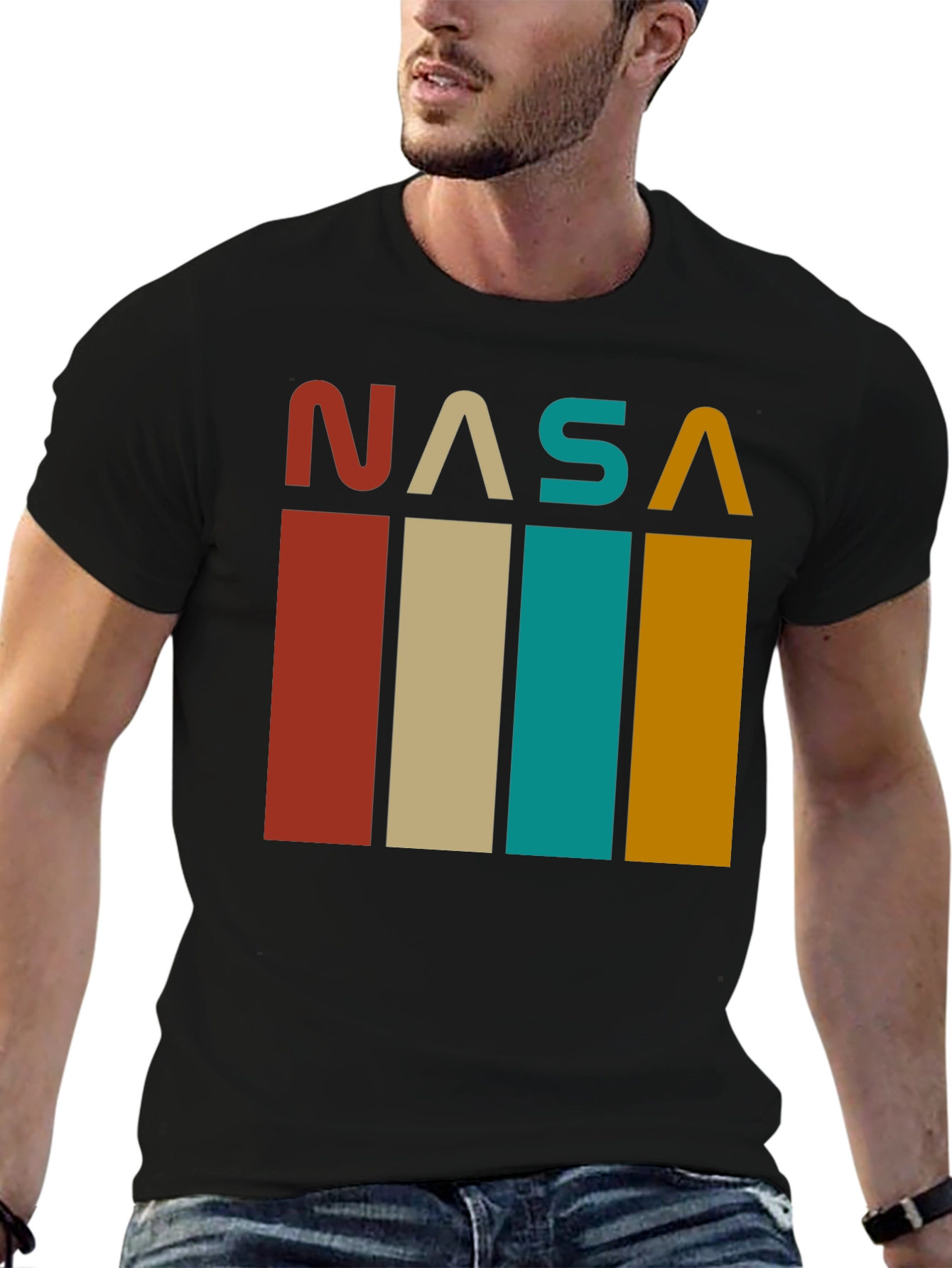 Retro NASA Graphic Tee - Black Cotton Blend