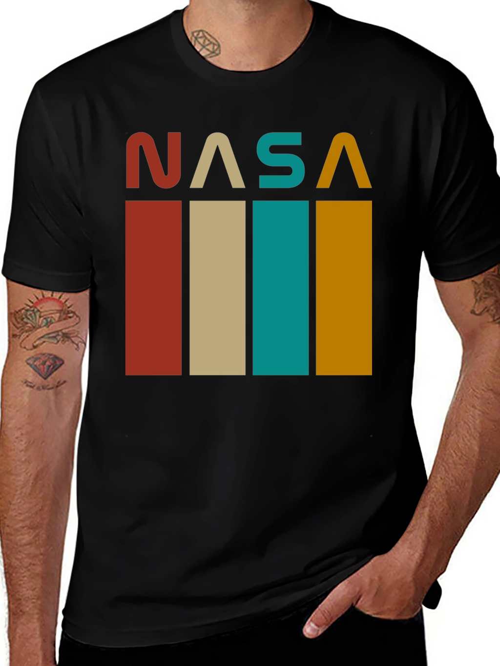Retro NASA Graphic Tee - Black Cotton Blend