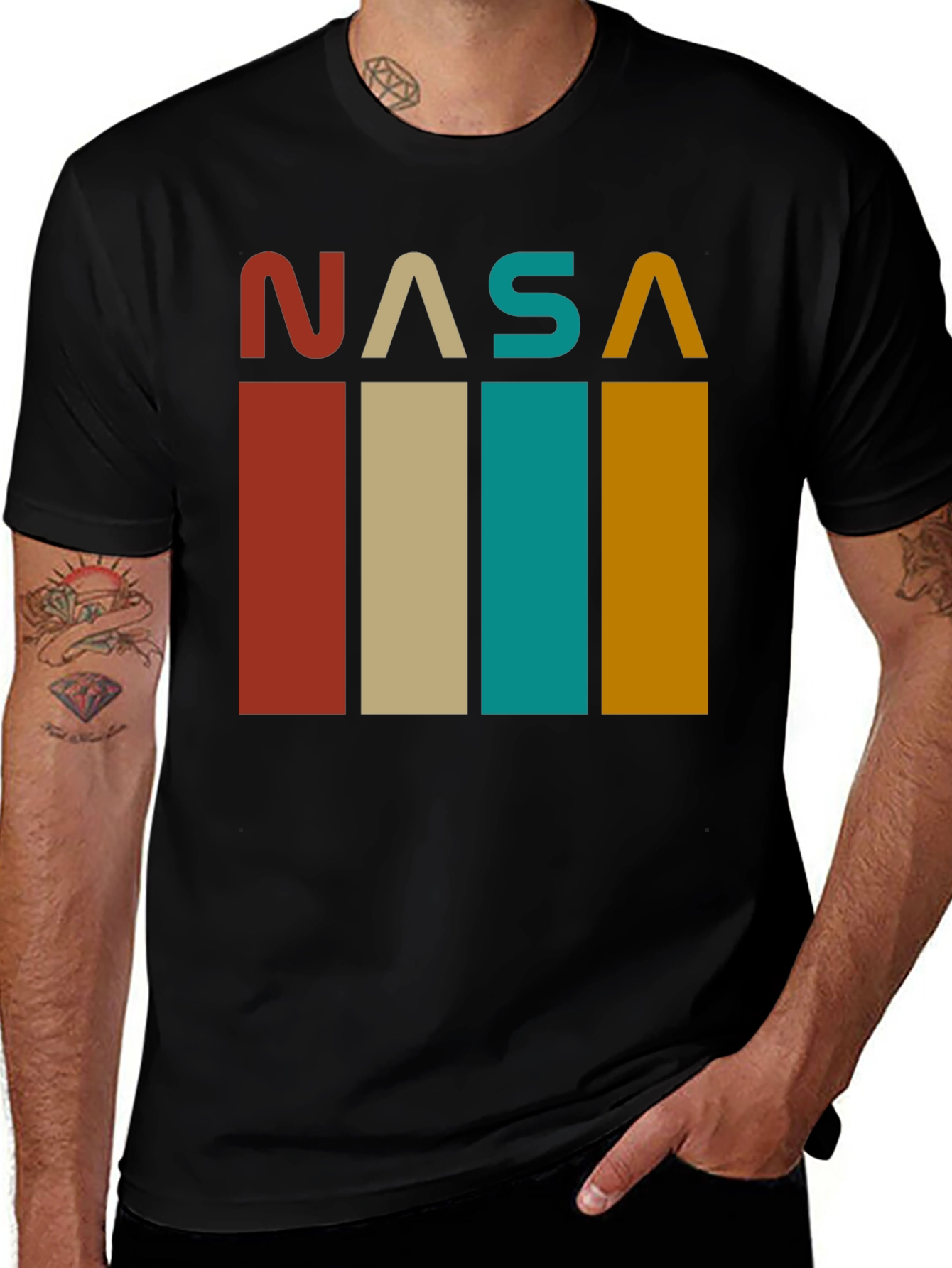 Retro NASA Graphic Tee - Black Cotton Blend