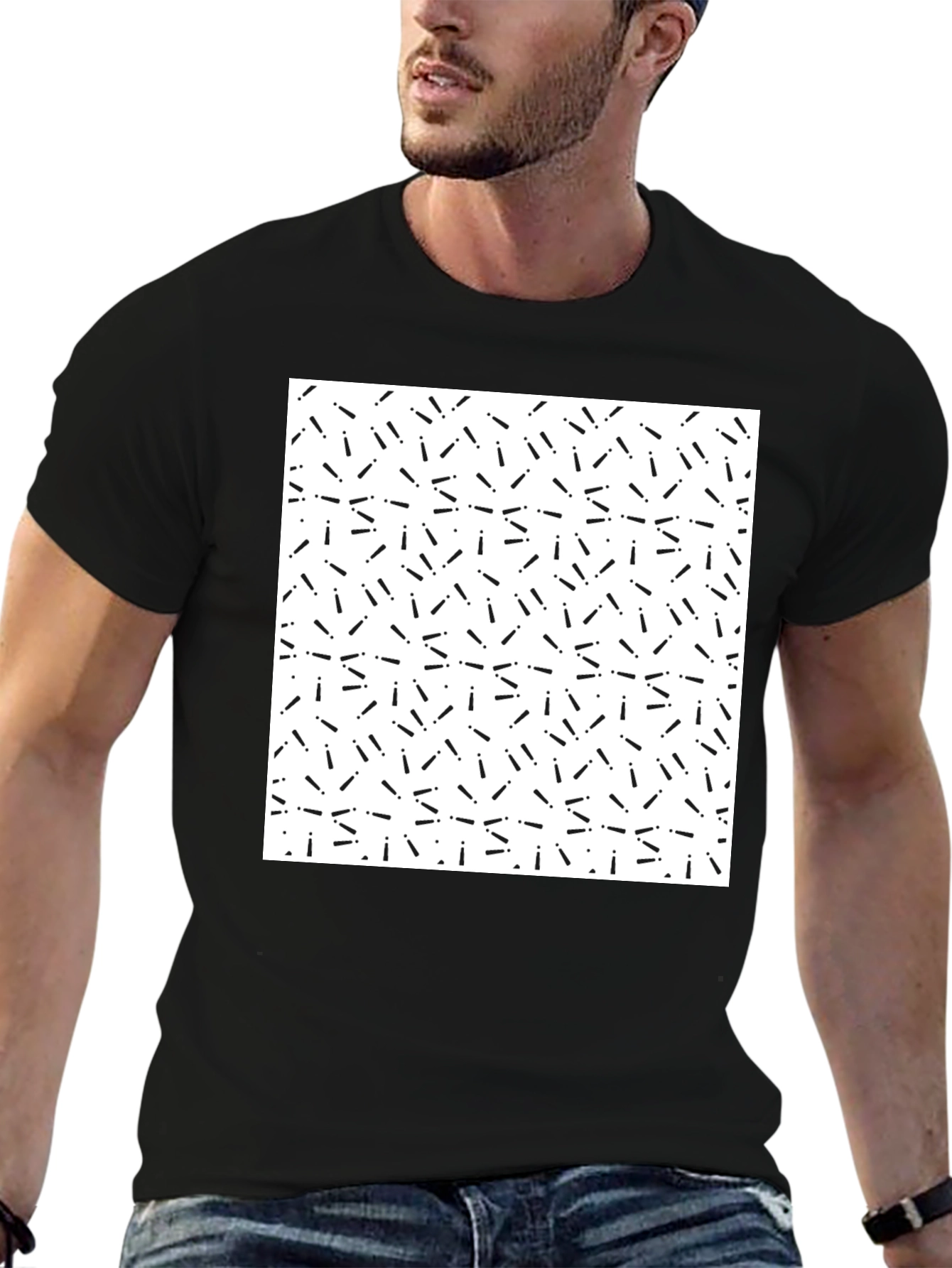 Funfetti Pattern Black Crewneck T-Shirt